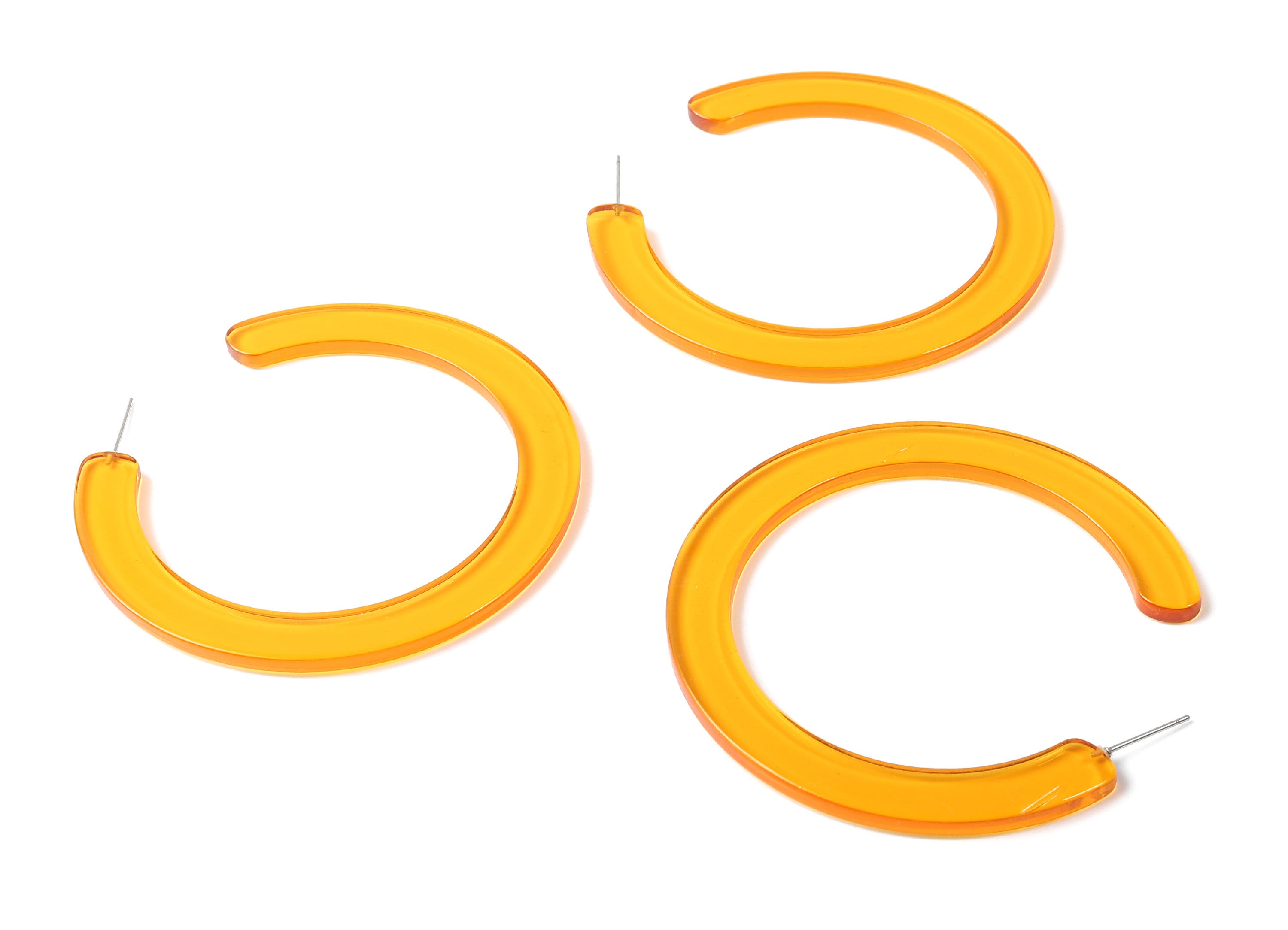 Open Hoop Earrings Stud - 2.5 inch Hoop Earring - Yellow Acetate Round Earring Post Open Circle - Color Code: A71 - 63.5x2.5mm - AC1572-A71 - DOMEDBAZAAR