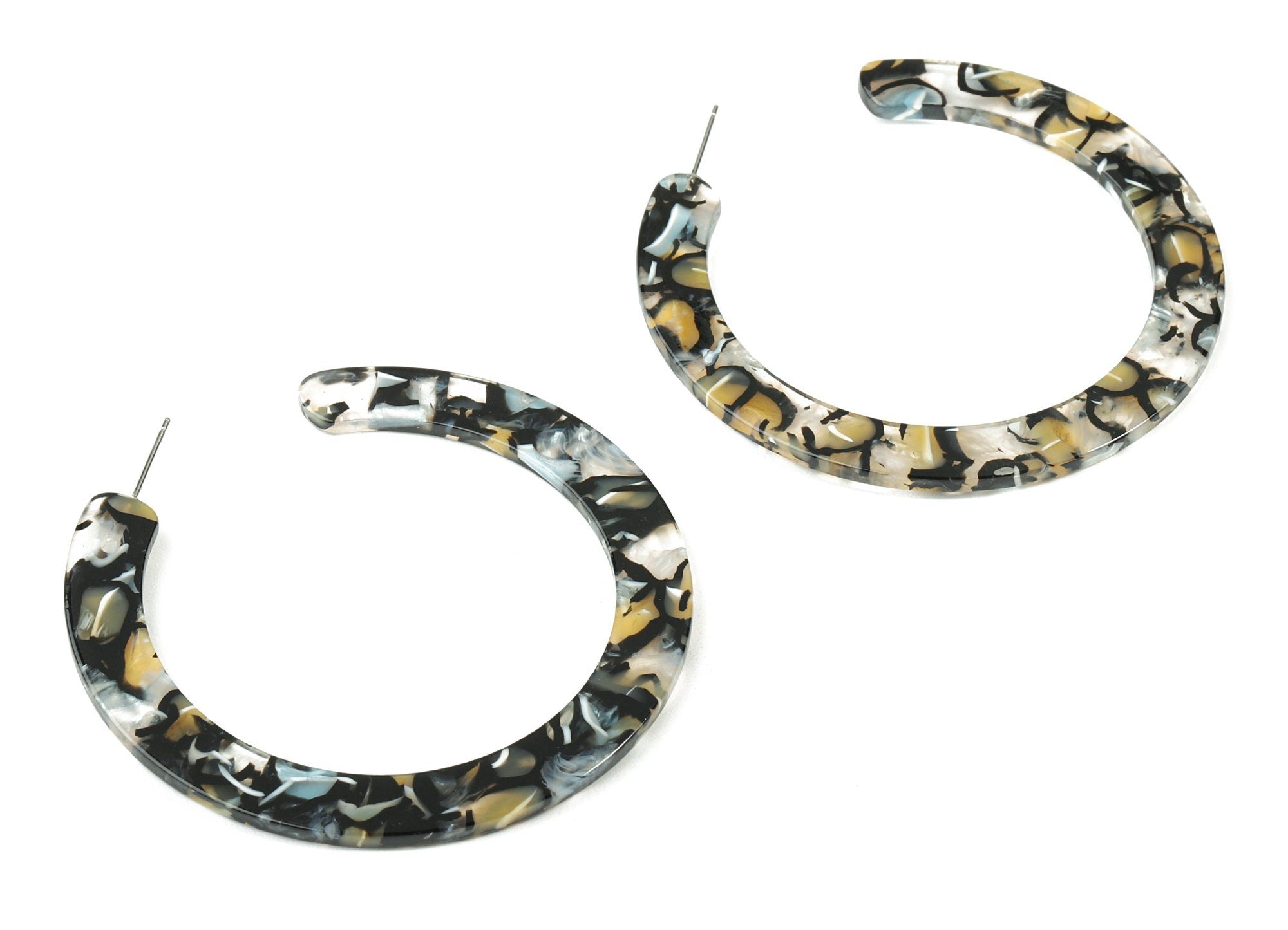 Open Hoop Earrings Stud - 2.5 inch Hoop Earring - Acetate Round Earring Post - Open Circle - Color Code:A328 - 63.5x2.5mm - AC1572-A328 - DOMEDBAZAAR