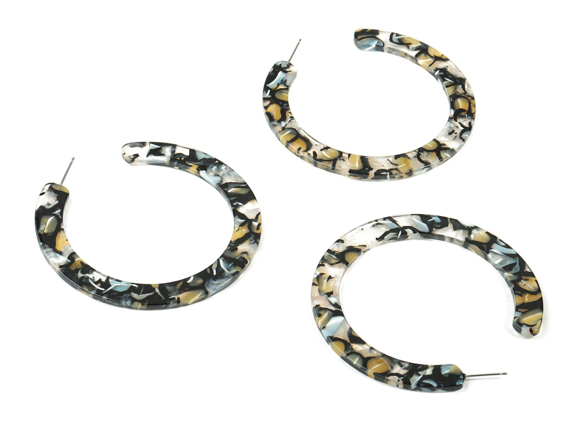 Open Hoop Earrings Stud - 2.5 inch Hoop Earring - Acetate Round Earring Post - Open Circle - Color Code:A328 - 63.5x2.5mm - AC1572-A328 - DOMEDBAZAAR