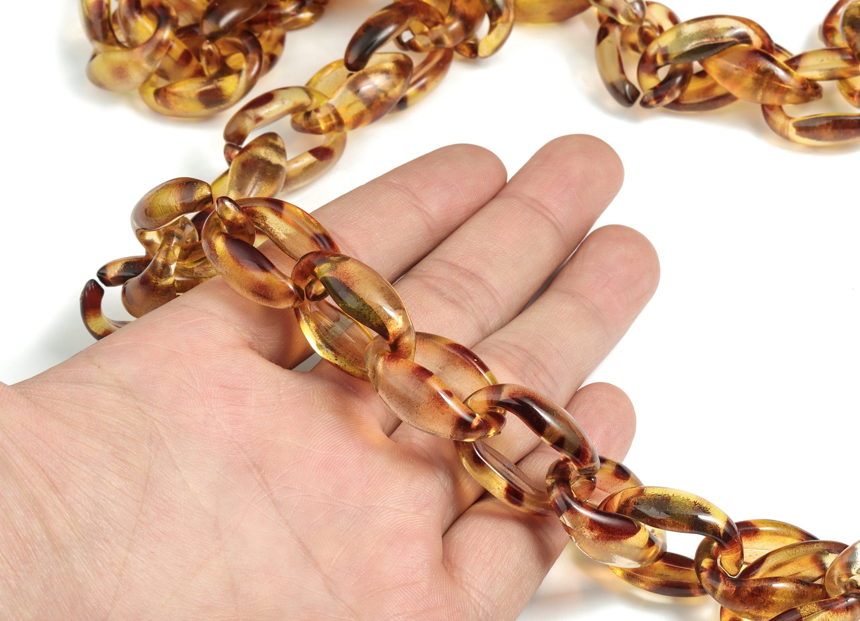 Acrylic Oval Curb Chain - Open Link Curb Chain - 1strand : 100cm - Plastic Curb Chain Links - Necklace Chain - 26.82x18.72x5.24mm - AC1696L - DOMEDBAZAAR