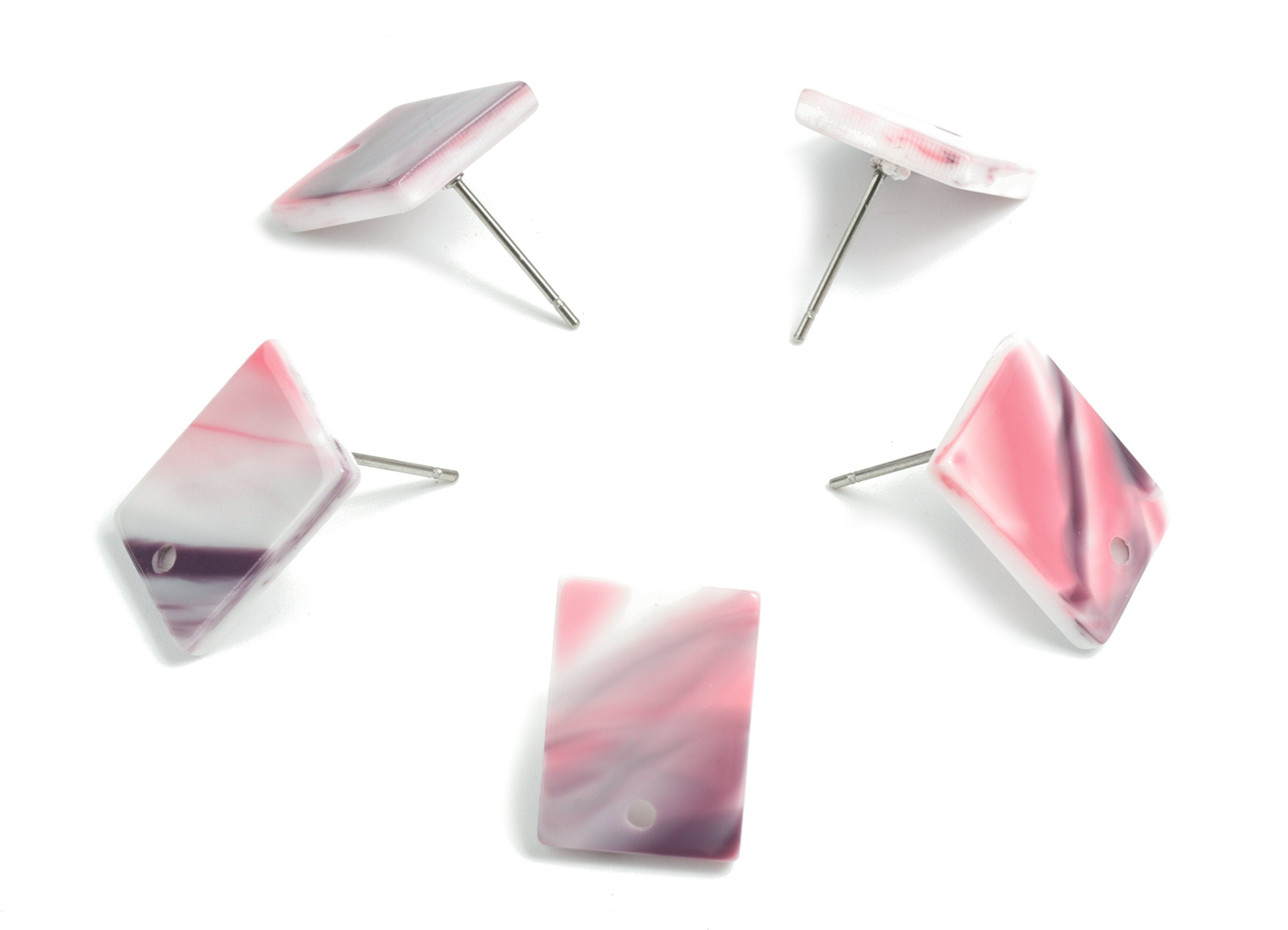 Acetate Rectangle Earring Stud - Rectangle Earring Post - Surgical Stud - Jewelry Supplies - Color Code: A511 - 15.5x11.8x2mm - AC1663-A511 - DOMEDBAZAAR
