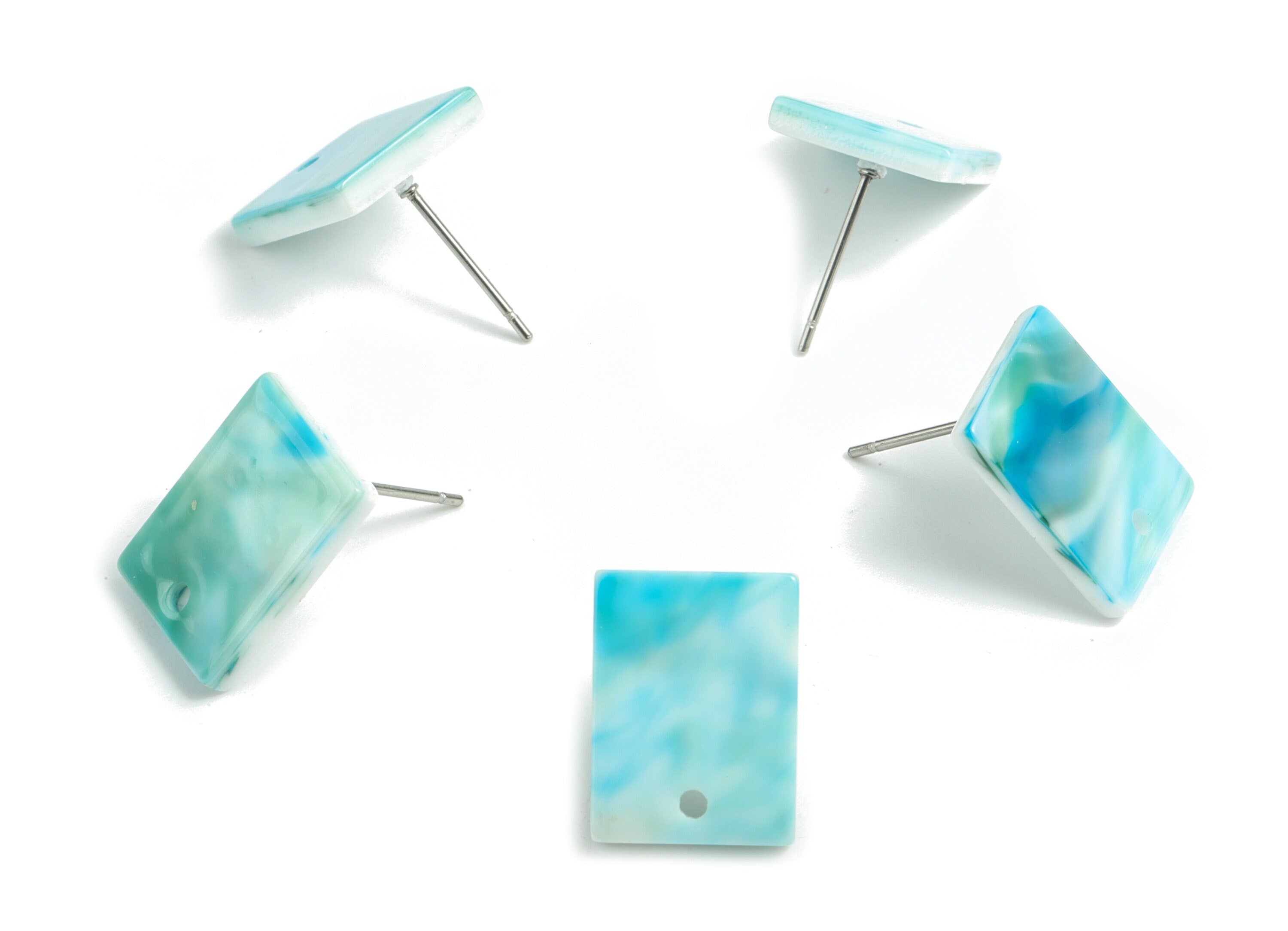 Acetate Rectangle Earring Stud - Rectangle Earring Post - Surgical Stud - Jewelry Supplies - Color Code: A506 - 15.5x11.8x2mm - AC1663-A506 - DOMEDBAZAAR