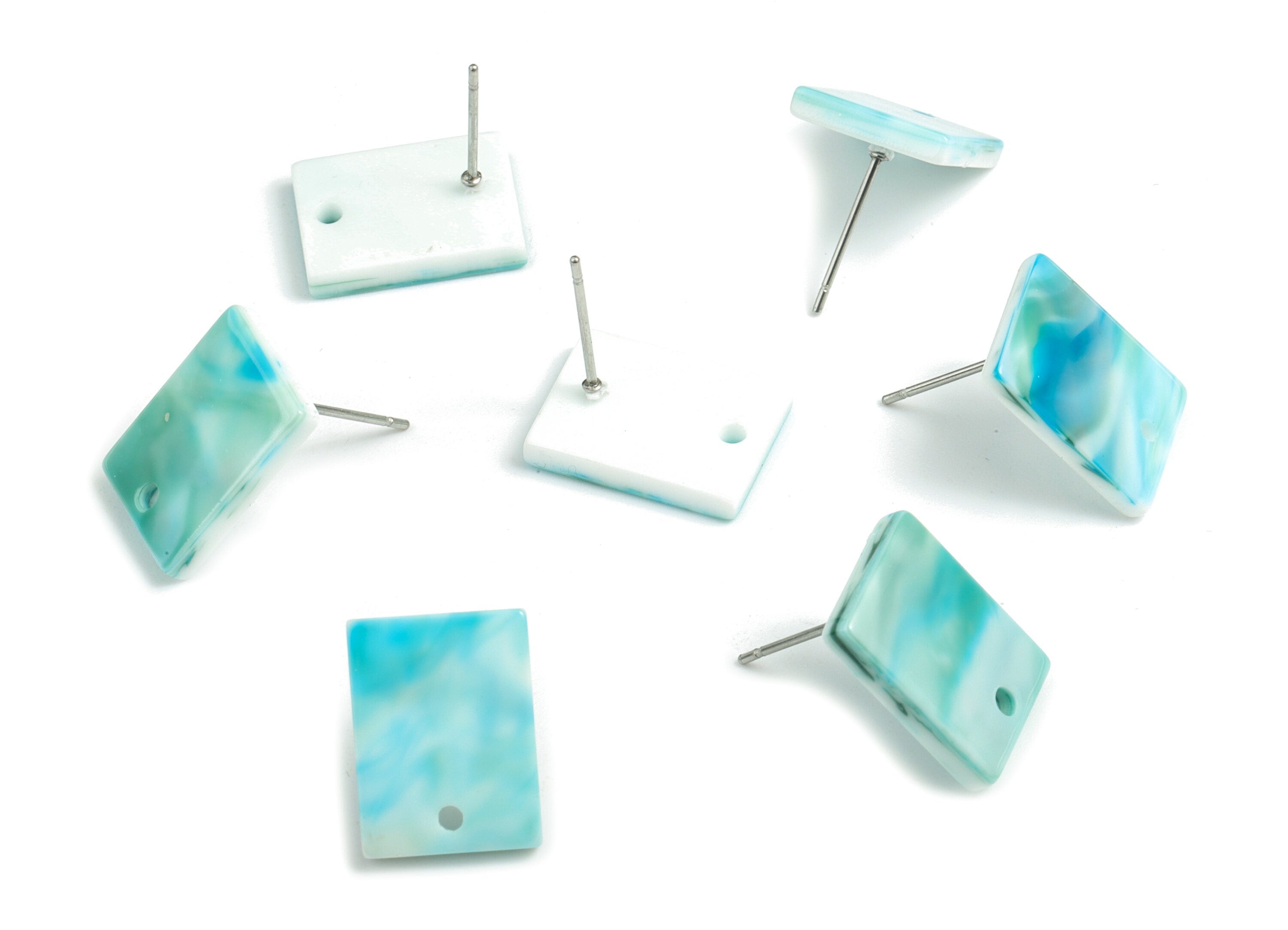 Acetate Rectangle Earring Stud - Rectangle Earring Post - Surgical Stud - Jewelry Supplies - Color Code: A506 - 15.5x11.8x2mm - AC1663-A506 - DOMEDBAZAAR