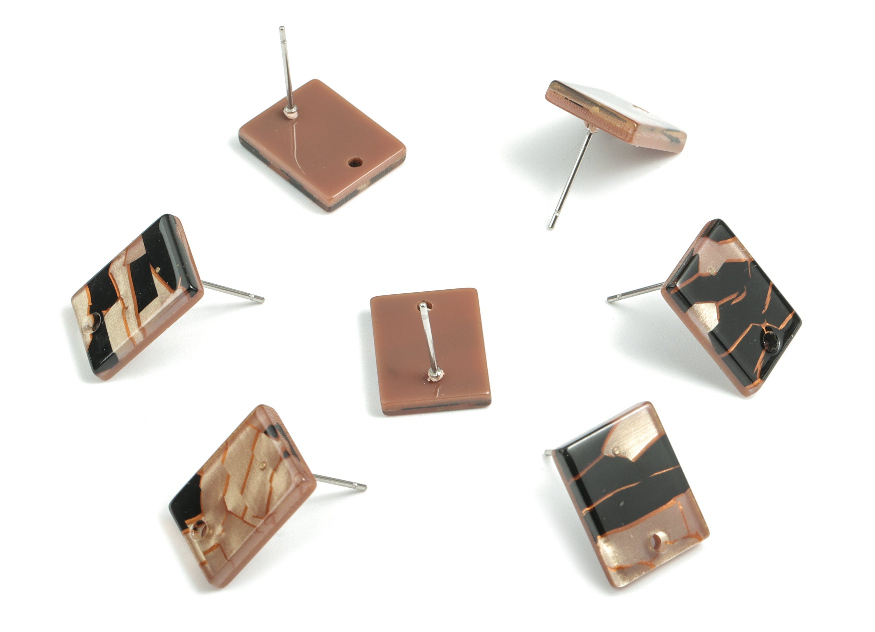 Acetate Rectangle Earring Stud - Rectangle Earring Post - Surgical Stud - Jewelry Supplies - Color Code: A529 - 15.5x11.8x2mm - AC1663-A529 - DOMEDBAZAAR