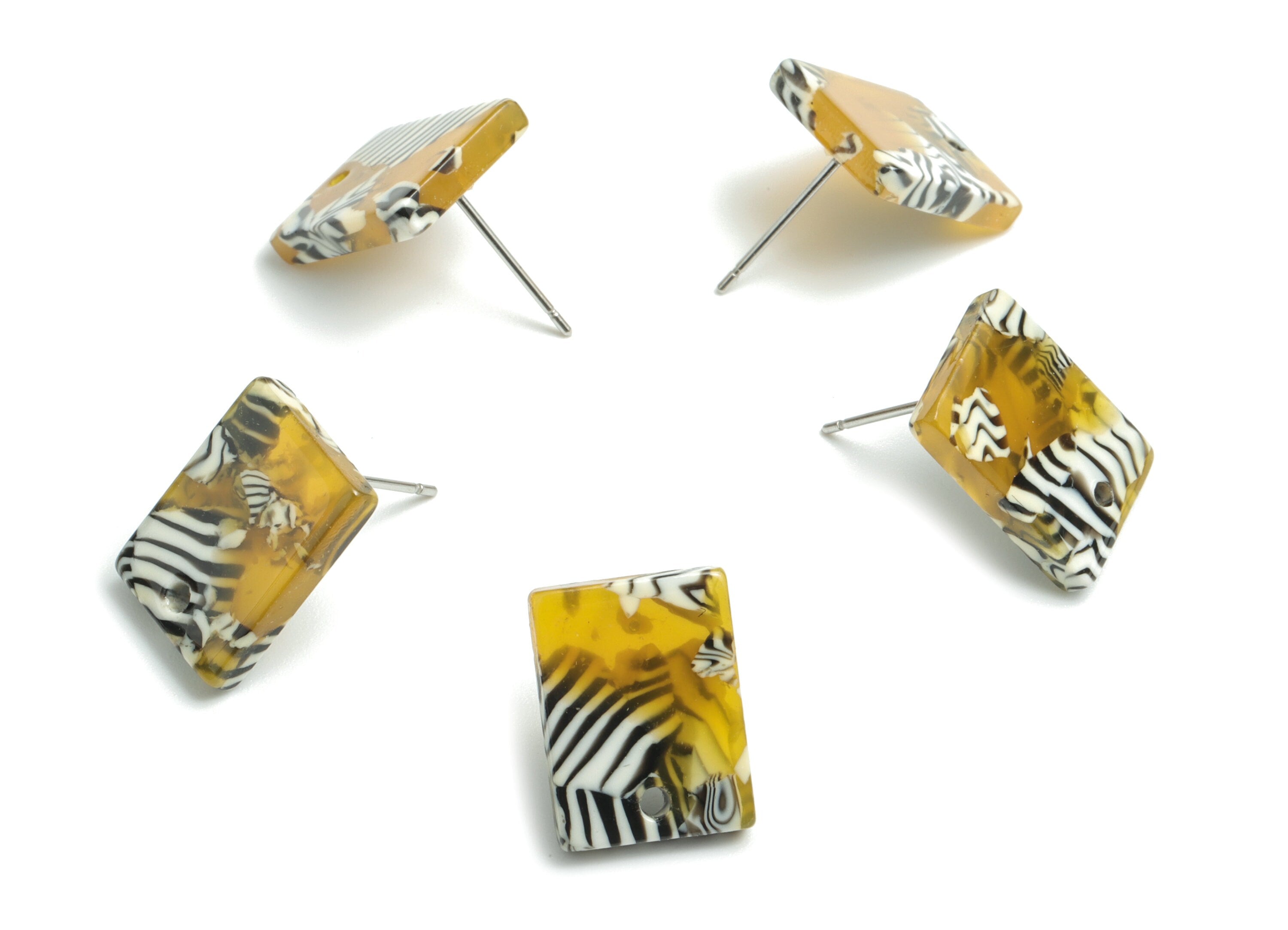 Acetate Rectangle Earring Stud - Rectangle Earring Post - Surgical Stud - Jewelry Supplies - Color Code: A528 - 15.5x11.8x2mm - AC1663-A528 - DOMEDBAZAAR