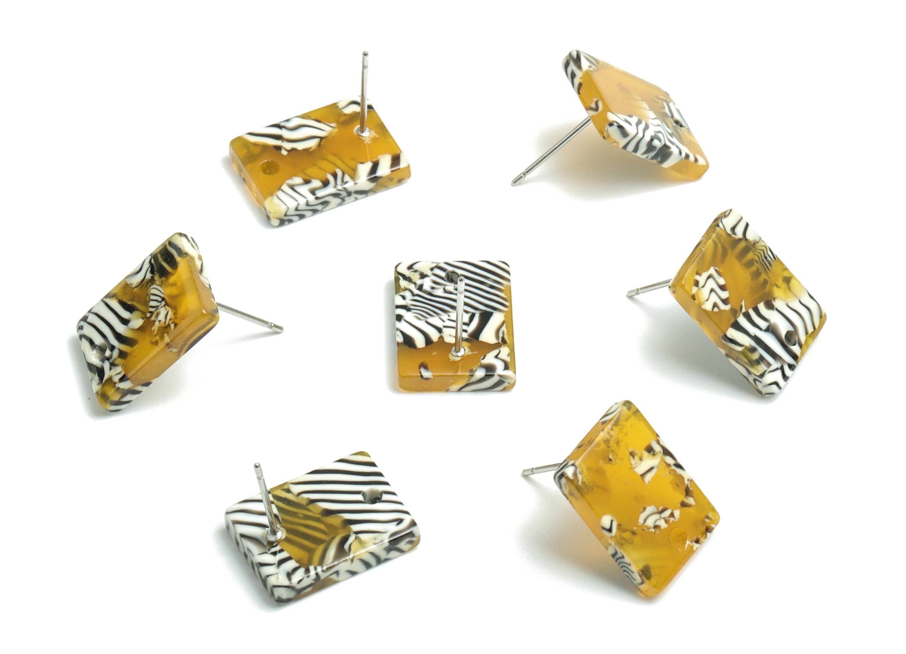 Acetate Rectangle Earring Stud - Rectangle Earring Post - Surgical Stud - Jewelry Supplies - Color Code: A528 - 15.5x11.8x2mm - AC1663-A528 - DOMEDBAZAAR