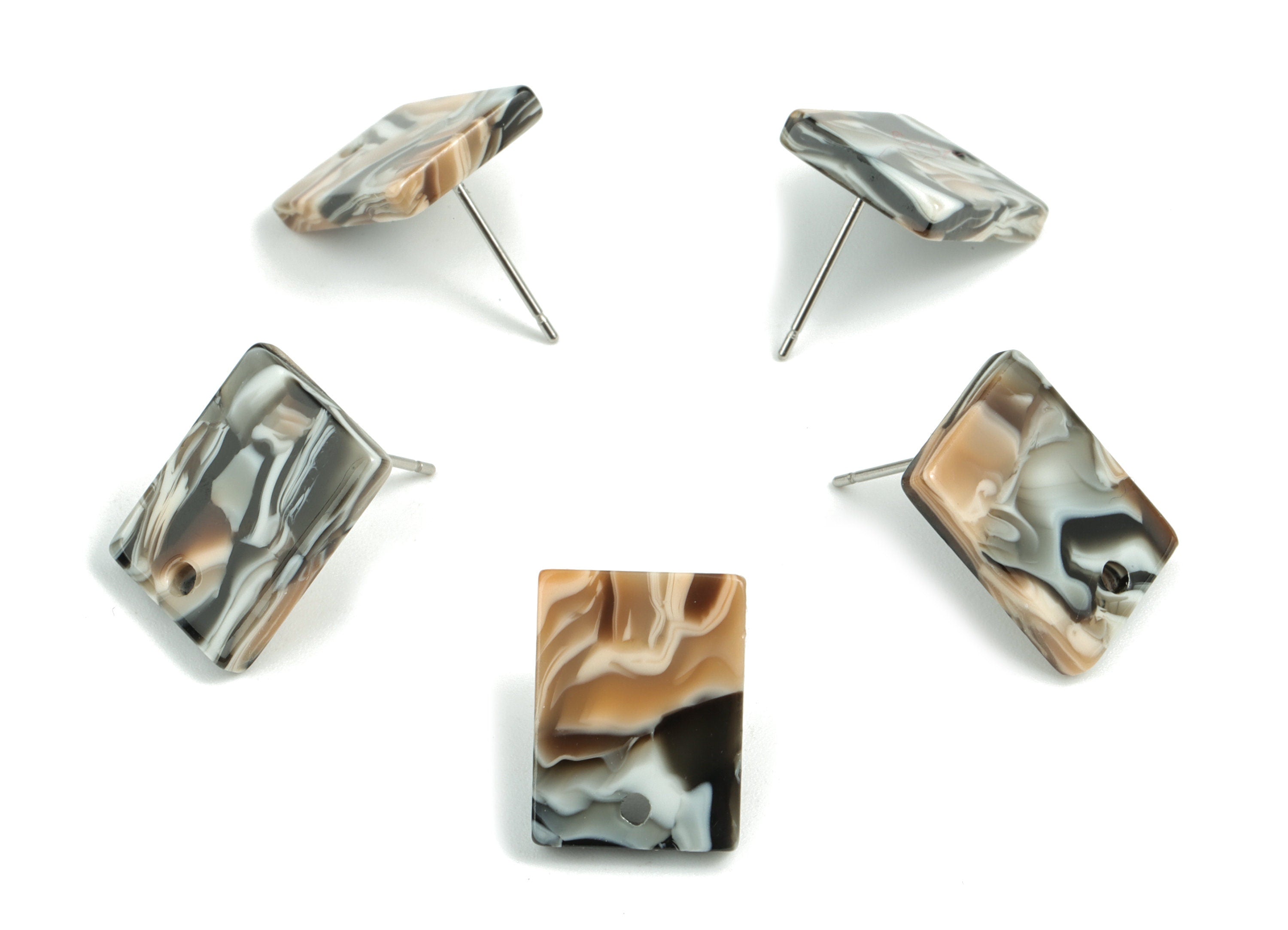 Acetate Rectangle Earring Stud - Rectangle Earring Post - Surgical Stud - Jewelry Supplies - Color Code: A508 - 15.5x11.8x2mm - AC1663-A508 - DOMEDBAZAAR