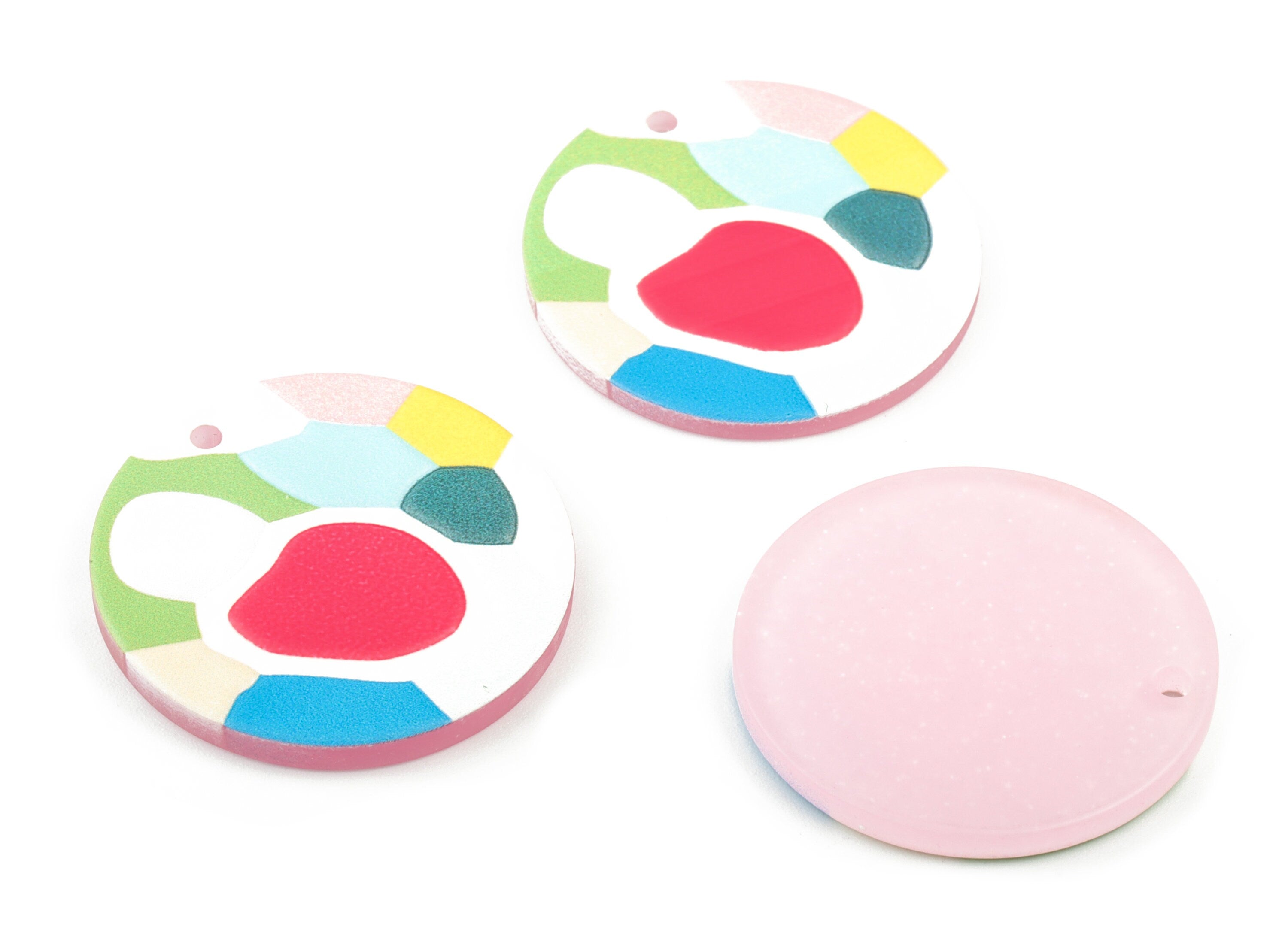 Acrylic Mini Round Earring Charms - Acrylic Colorful Circle Earrings - Earring Findings - Jewelry Supplies - 29.12x29.12x2.87mm - AC2043 - DOMEDBAZAAR
