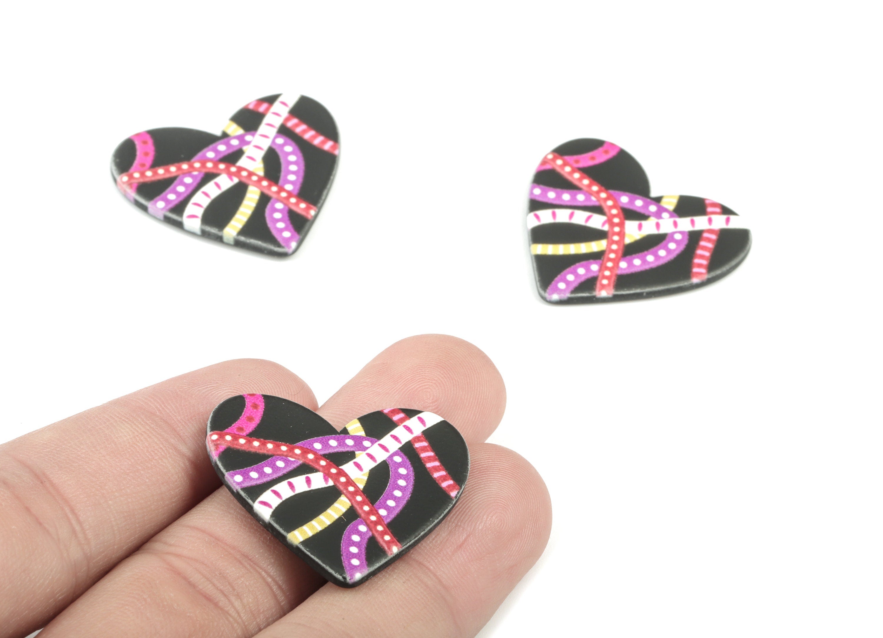 Acrylic Heart Earring Charms - Acrylic Heaer Earrings - Earring Findings - Jewelry Supplies - 27.34x30.34x2.54mm - AC2052 - DOMEDBAZAAR