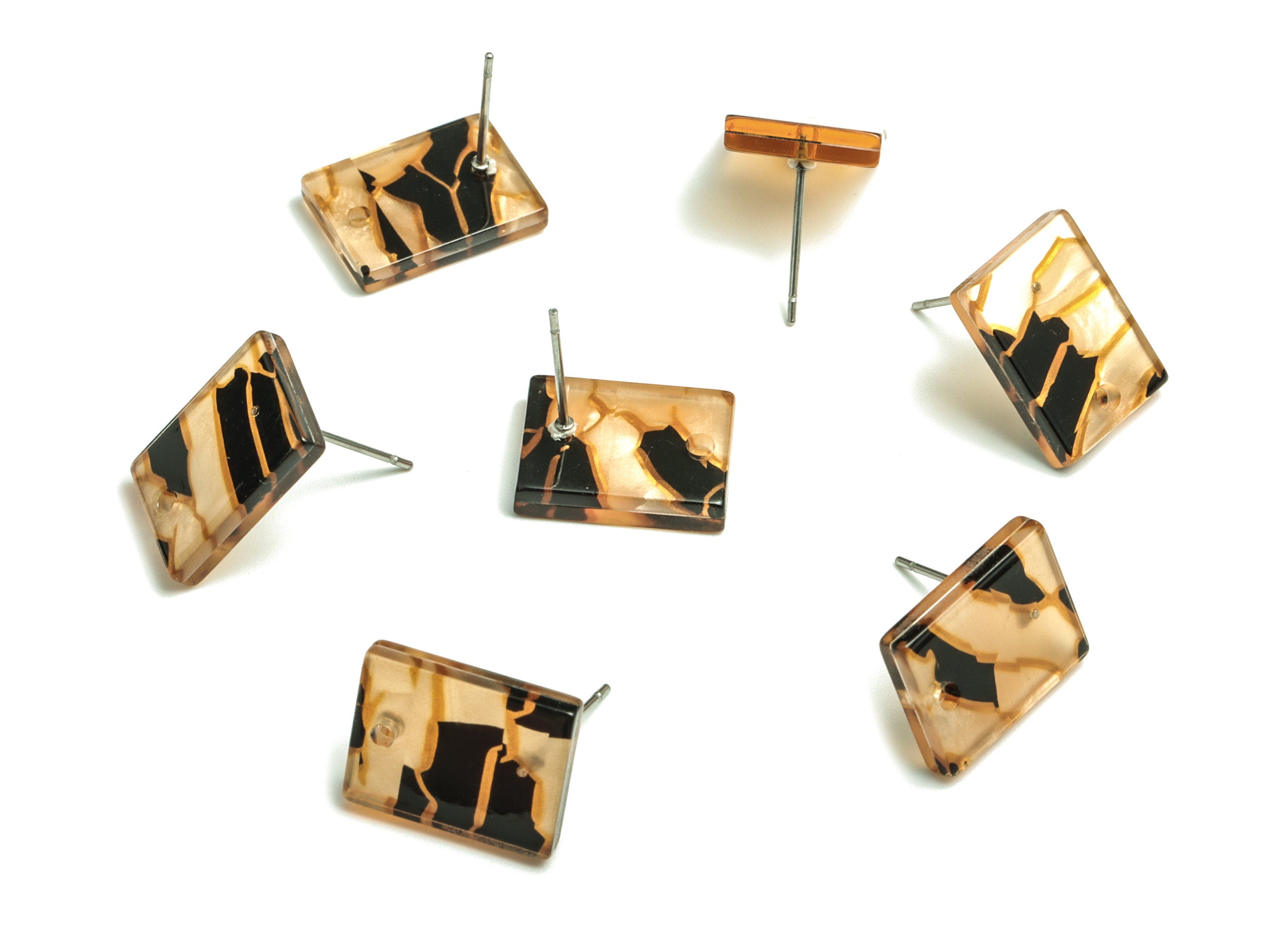 Acetate Rectangle Earring Stud - Rectangle Earring Post - Surgical Stud - Jewelry Supplies - Color Code: A503 - 15.5x11.8x2mm - AC1663-A503 - DOMEDBAZAAR