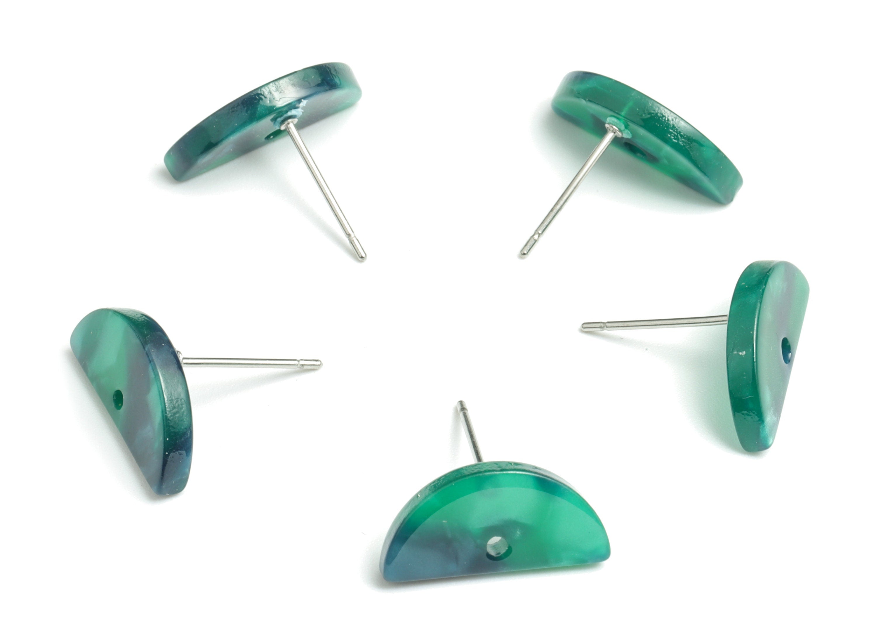 Acetate Semicircle Earring Stud - Half Moon Earring Post - Surgical Stud - Jewelry Supplies - Color Code: A13 - 15.75x8x2.4mm-AC1796-A13 - DOMEDBAZAAR