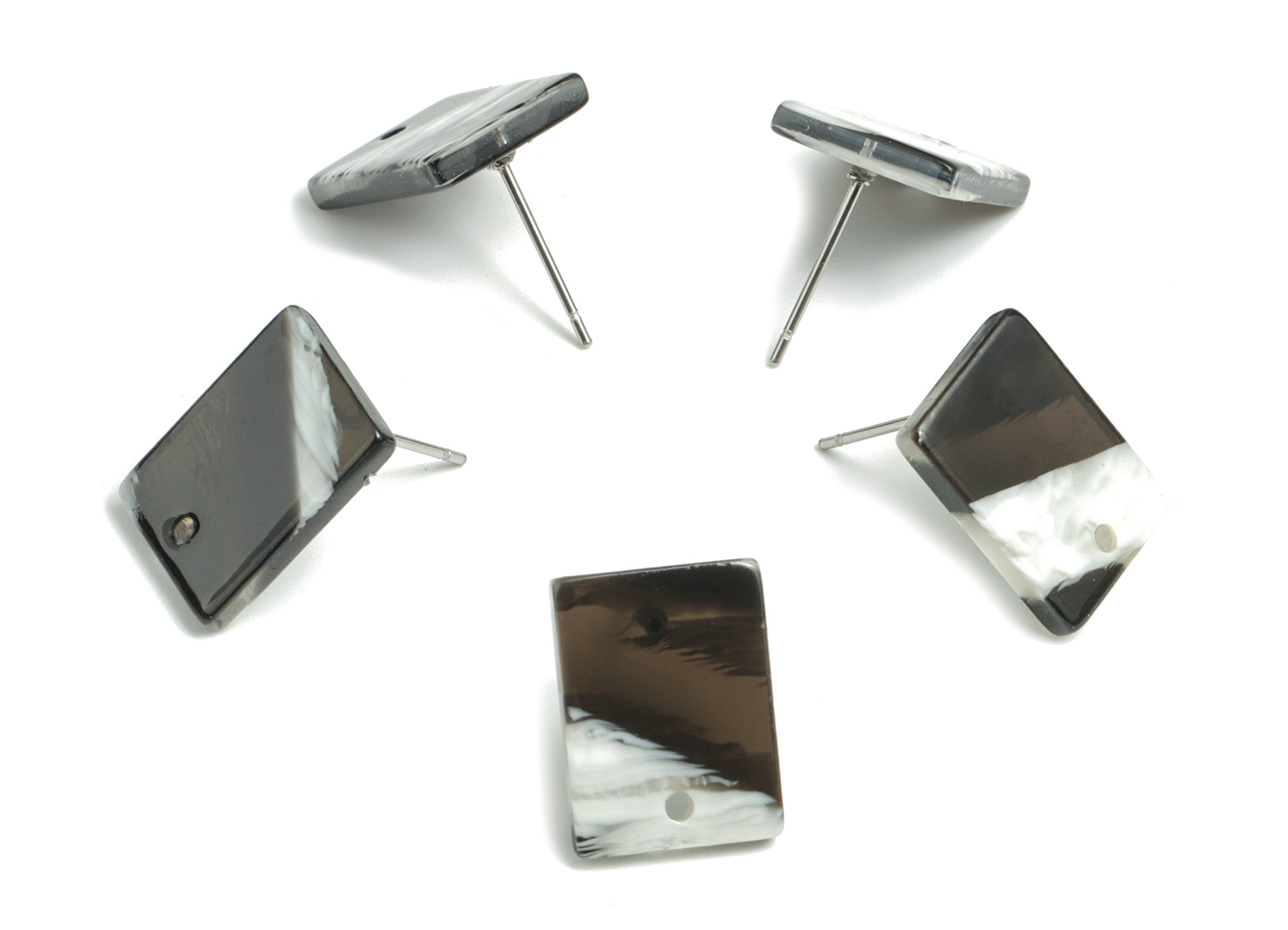 Acetate Rectangle Earring Stud - Rectangle Earring Post - Surgical Stud - Jewelry Supplies - Color Code: A527 - 15.5x11.8x2mm - AC1663-A527 - DOMEDBAZAAR