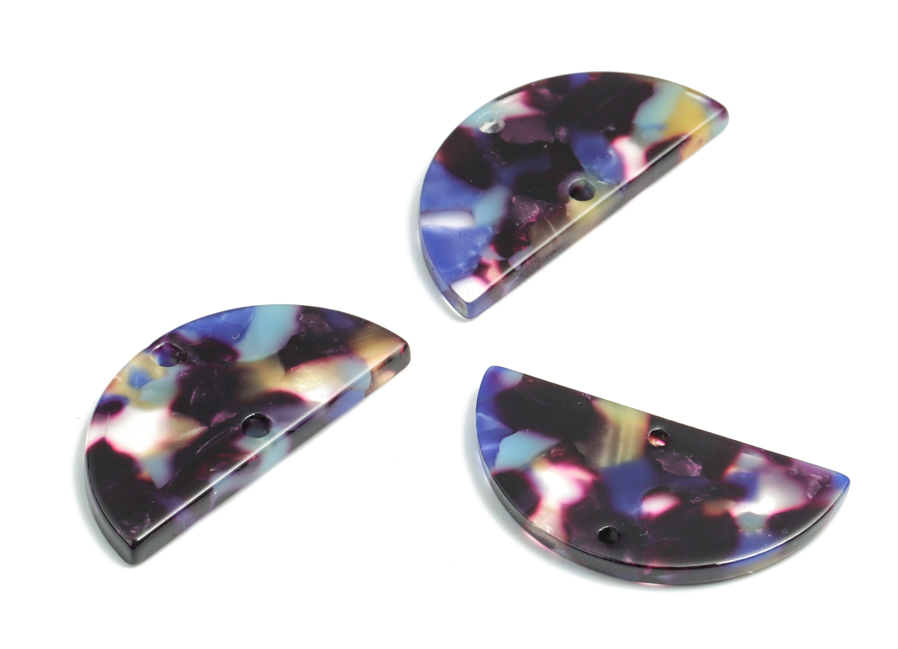 Acetate Semi circle Connectors Charms - 2 Holes Semi circle Earrings - Earring Findings - Color Code:A23 - 29.1x14.6x2.58mm - AC1061-A23 - DOMEDBAZAAR