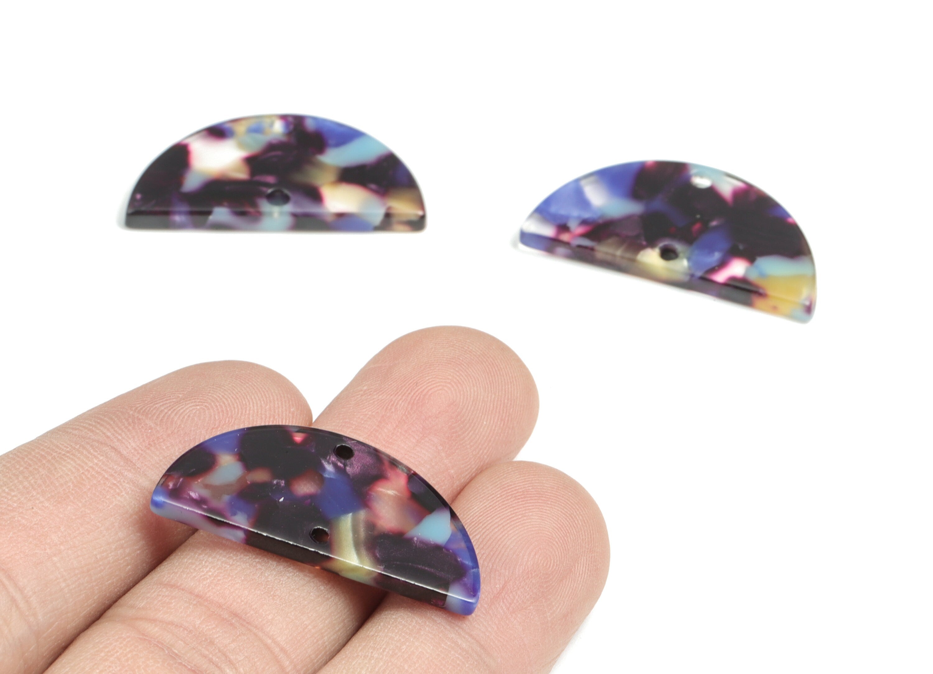 Acetate Semi circle Connectors Charms - 2 Holes Semi circle Earrings - Earring Findings - Color Code:A23 - 29.1x14.6x2.58mm - AC1061-A23 - DOMEDBAZAAR