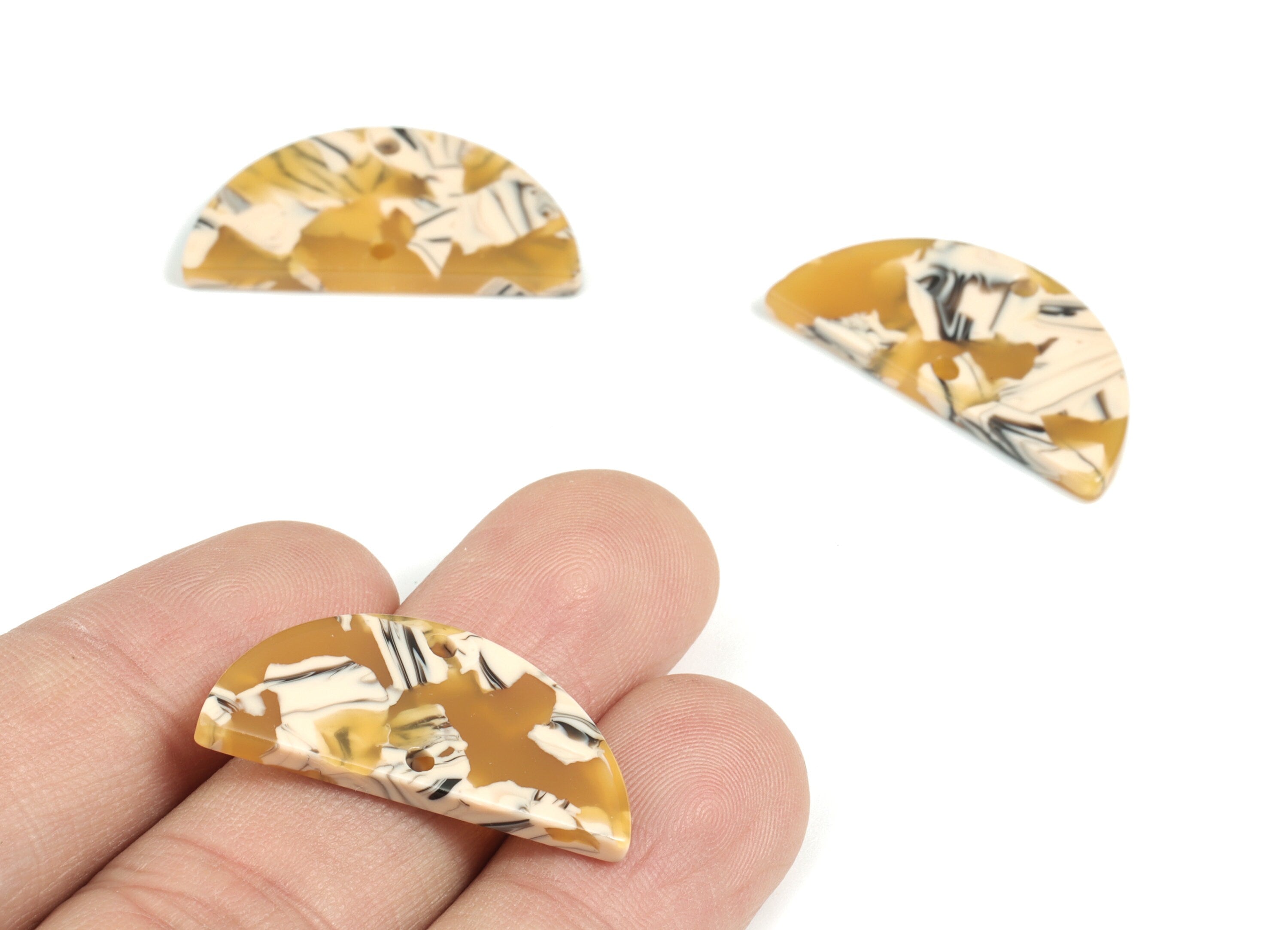 Acetate Semi circle Connectors Charms - 2 Holes Semi circle Earrings - Earring Findings - Color Code:A14 - 29.1x14.6x2.58mm - AC1061-A14 - DOMEDBAZAAR