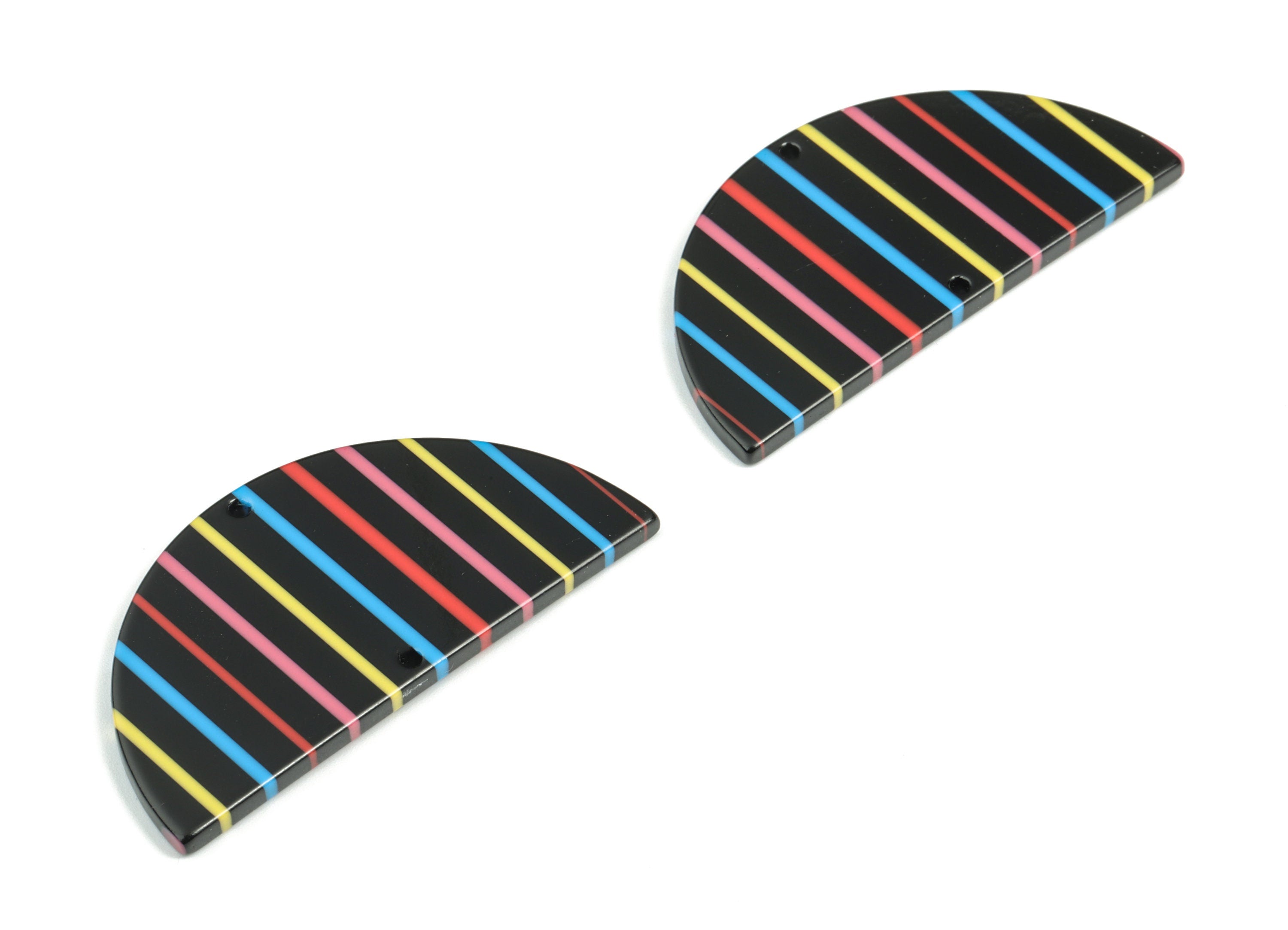 Acetate Semicircle Connectors - 2 Holes - Half Moon Connector - Jewelry Supplies - Color Code:A141 - 57.72x28.55x2.66mm - AC1805-A141 - DOMEDBAZAAR