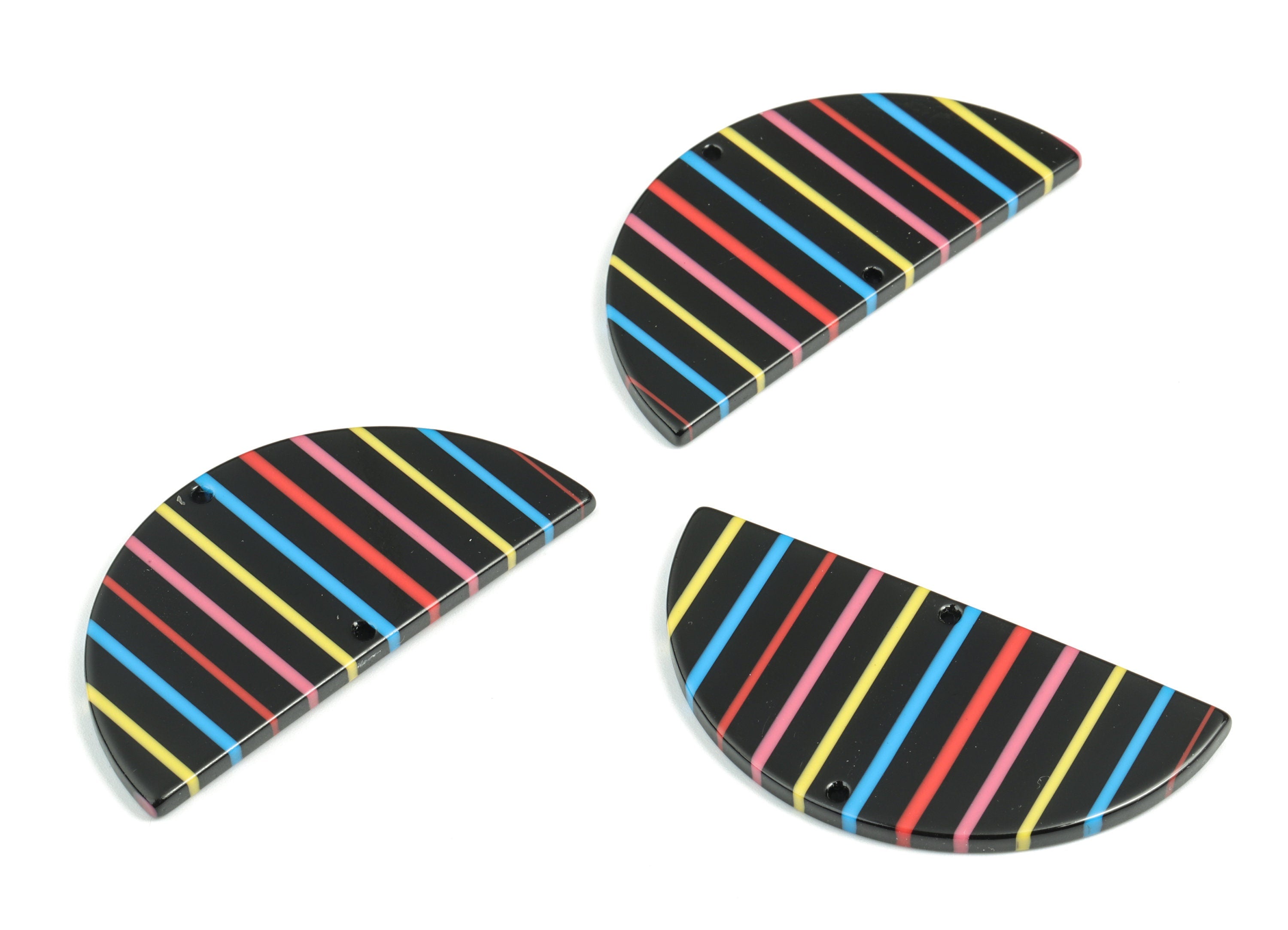 Acetate Semicircle Connectors - 2 Holes - Half Moon Connector - Jewelry Supplies - Color Code:A141 - 57.72x28.55x2.66mm - AC1805-A141 - DOMEDBAZAAR