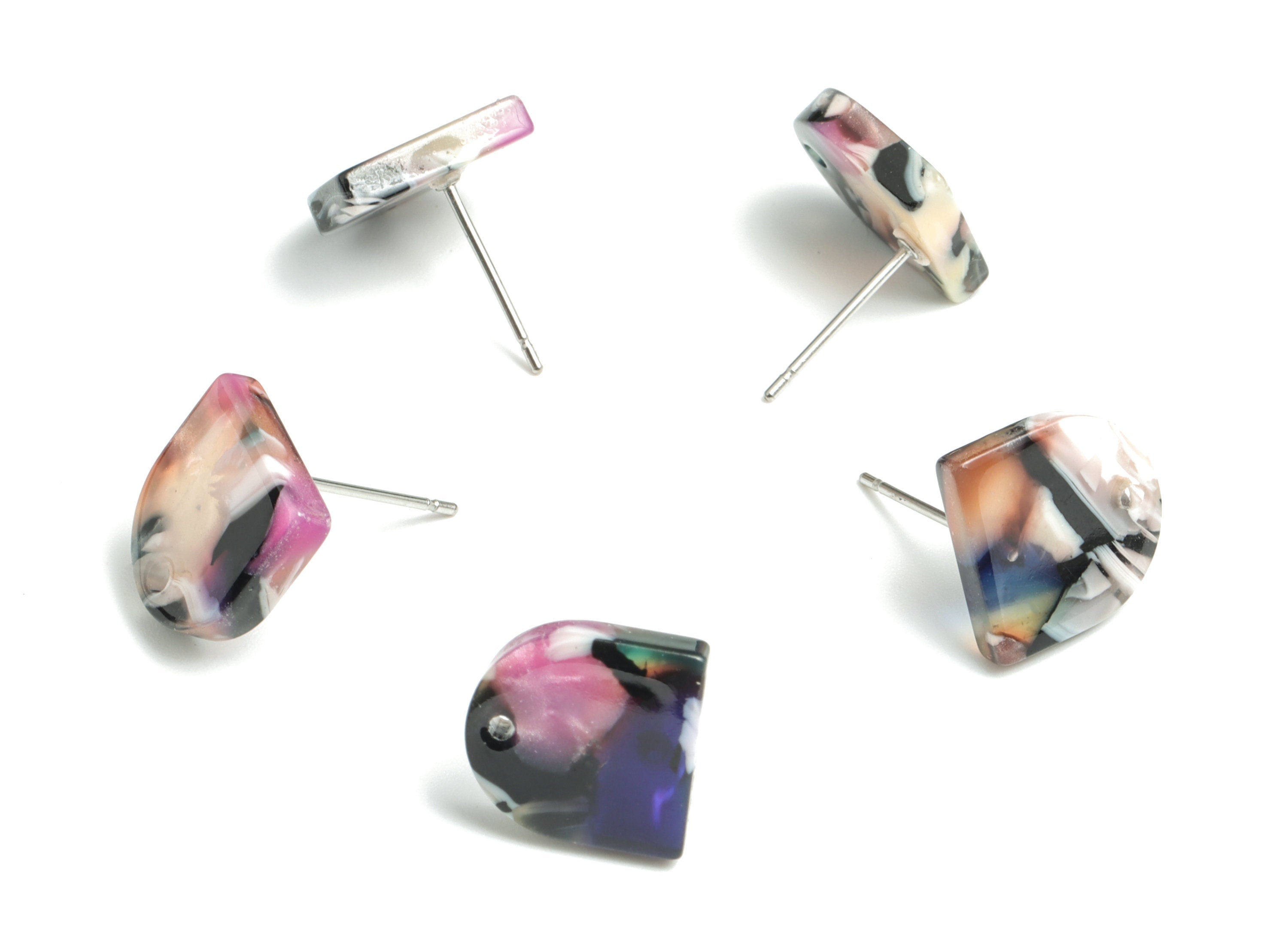 Acetate D Earring Post - D Earring Studs - Earring Post - Jewelry Supplies - Color Code: A487 - 11.7x11.5x2.5mm - AC1560-A487 - DOMEDBAZAAR