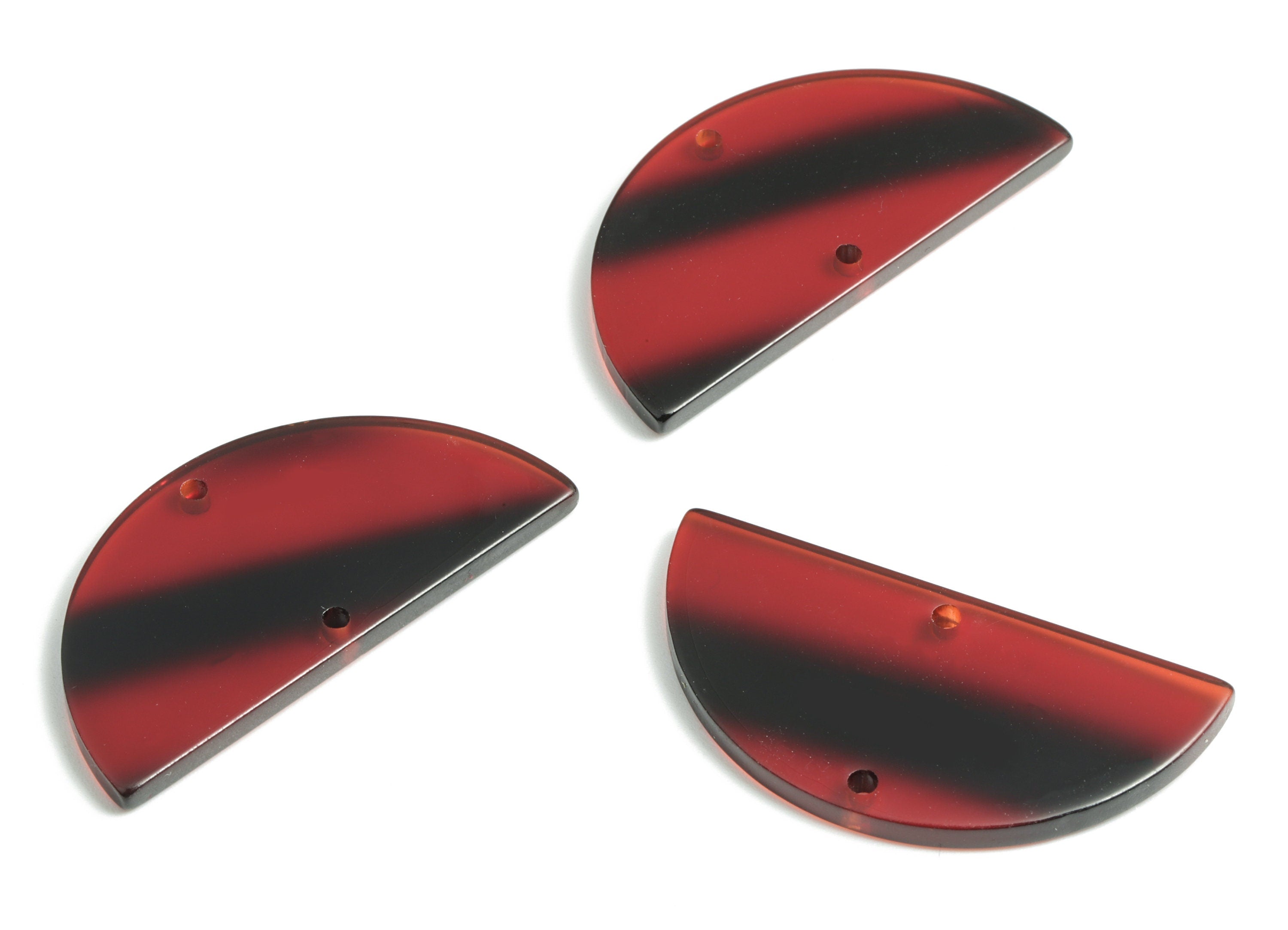 Acetate Semicircle Connectors - Half Moon Earrings Charms - Jewelry Supplies - 2 Holes - Color Code:A288 - 37.63x18.78x2.41mm - AC1794-A288 - DOMEDBAZAAR