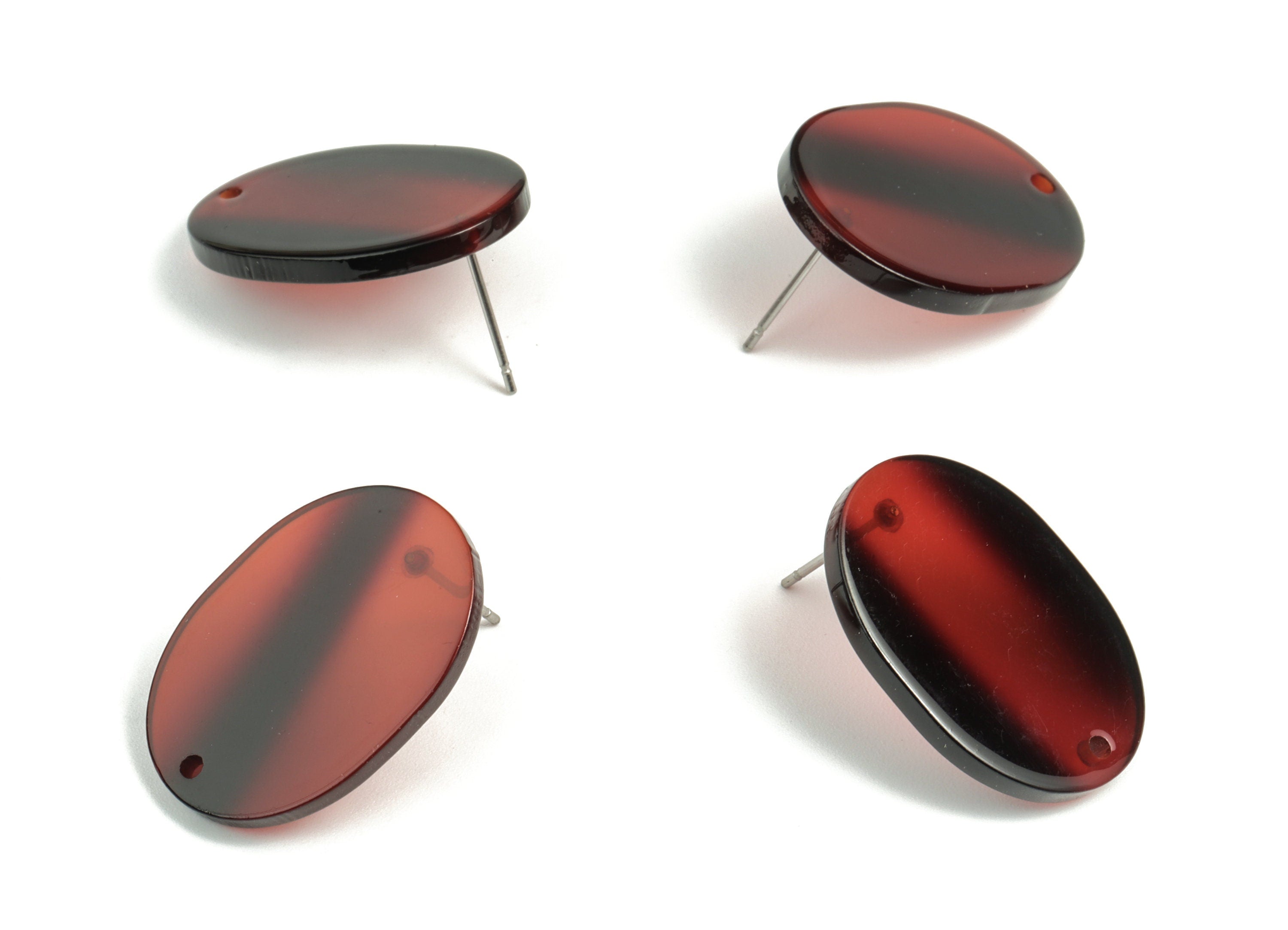 Acetate Oval Earring Stud - Oval Earring Post and Stud - Earring Findings - Jewelry Supplies - Color Code: A288 - 26x19x2.6mm - AC1002-A288 - DOMEDBAZAAR