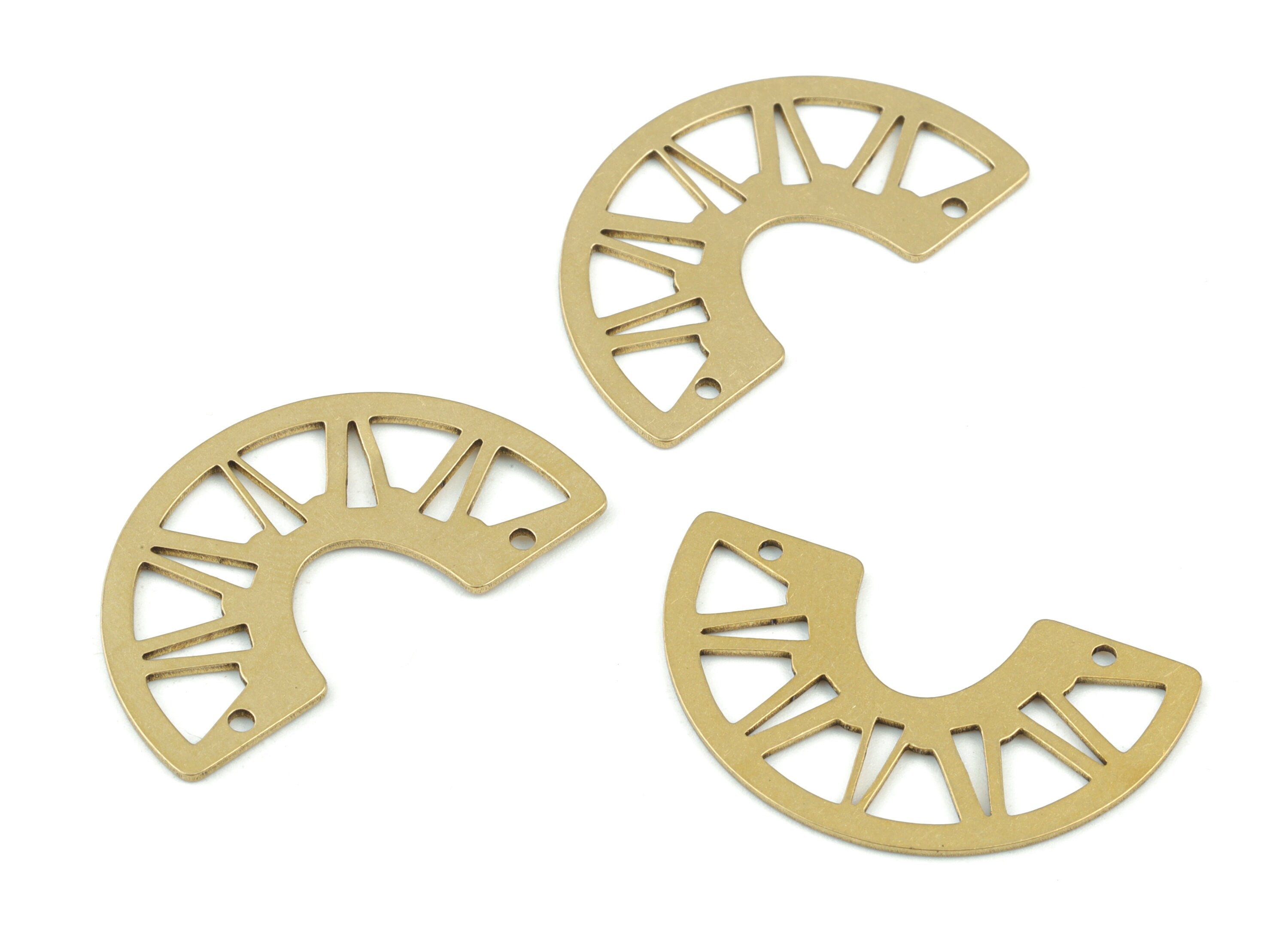 Half Moon Earring Connector - Raw Brass Semicircle Charms - Jewelry Making Supplies - 30x17x0.7mm - PPM3576 - DOMEDBAZAAR