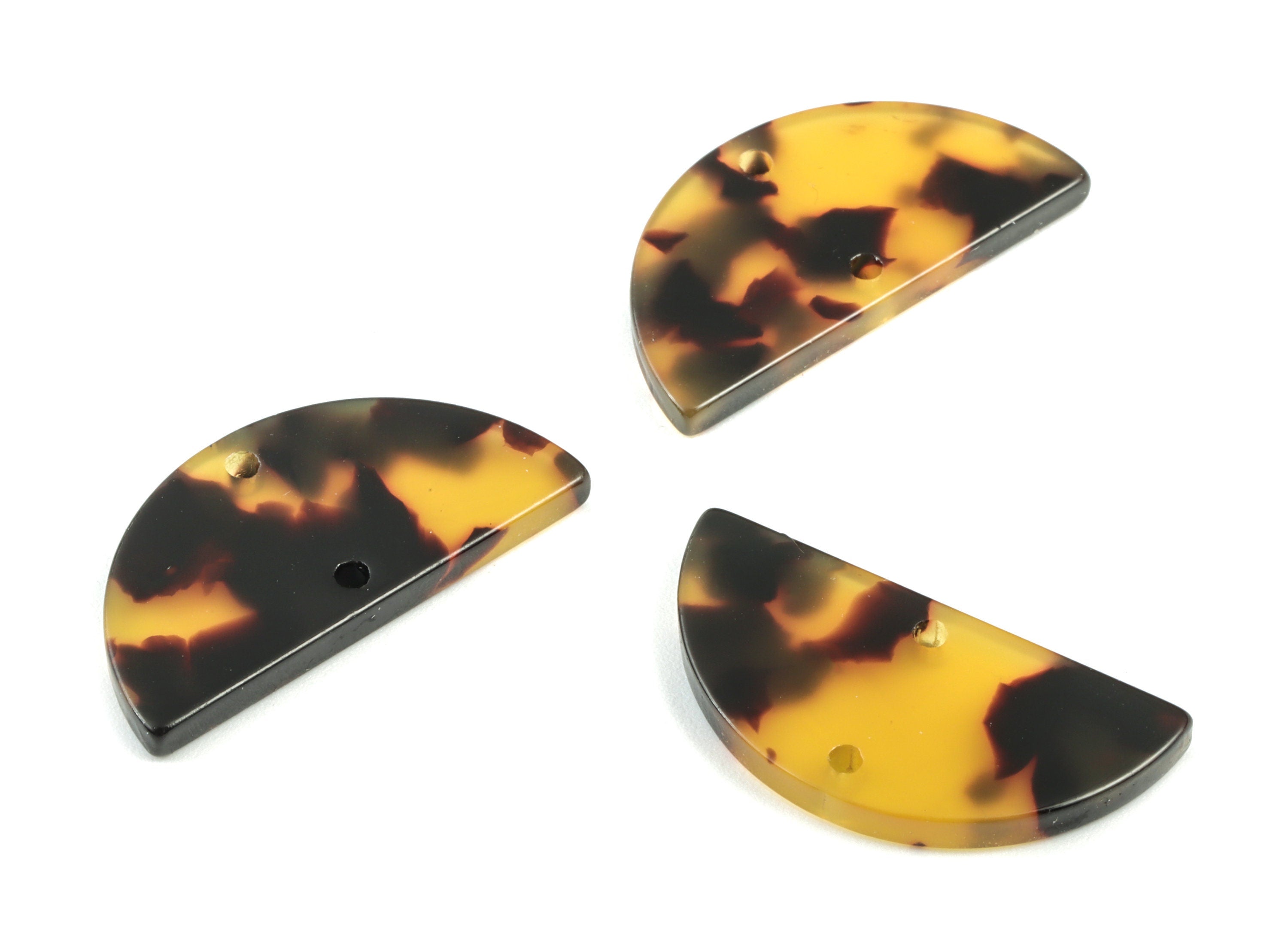 Acetate Half Moon Connector - Semi Circle Earring Charms - Tortoise Shell - 2 Holes - Color Code:A02 - 27.1x13.5x2.48mm - AC2019-A02 - DOMEDBAZAAR