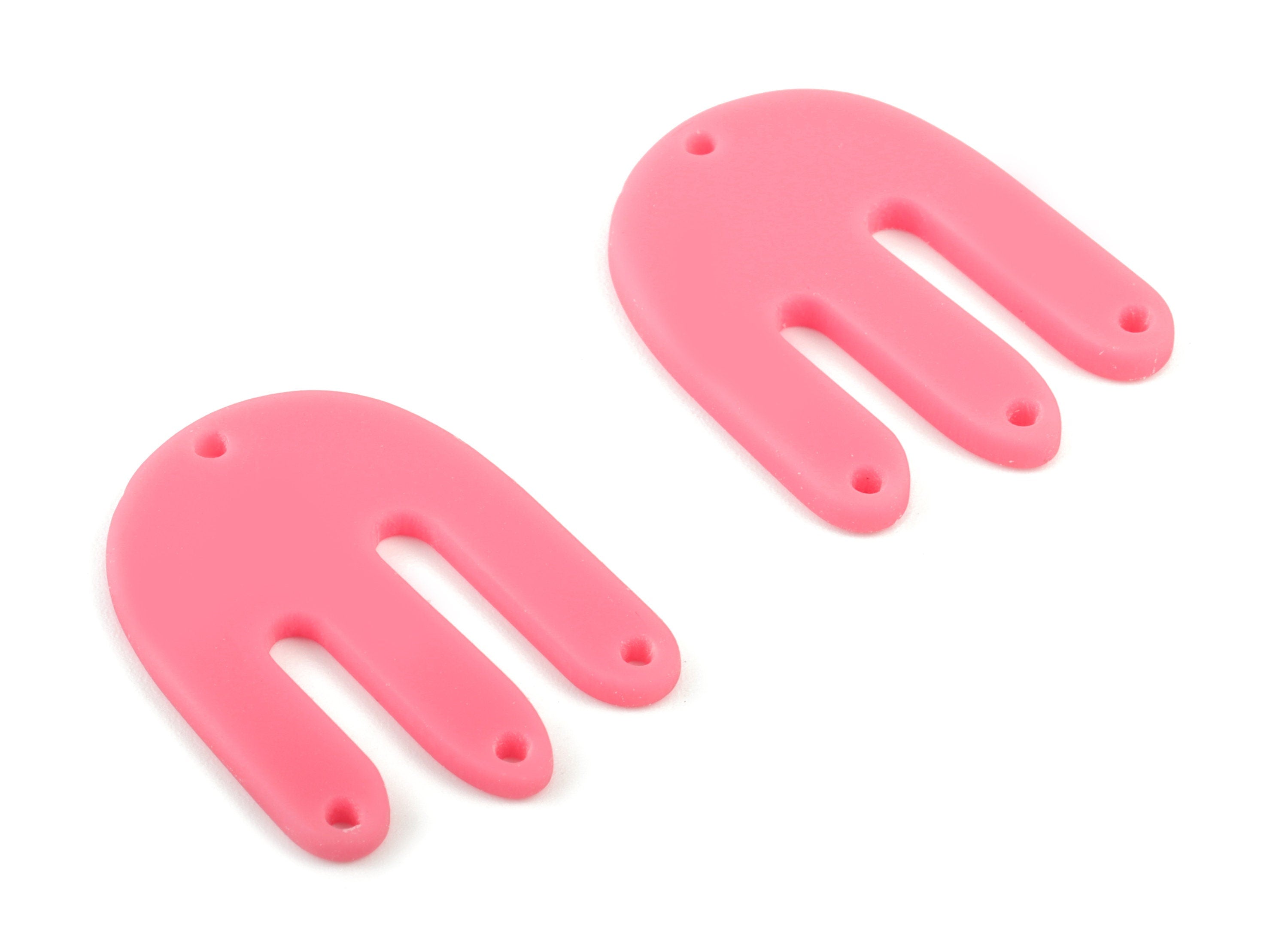 Acrylic D Earring Connector - Pink M Earring Charms - 4 Holes - Jewelry Supplies - Color Code:A484 - 29.8x22.93x1.95mm - AC2032-A484 - DOMEDBAZAAR