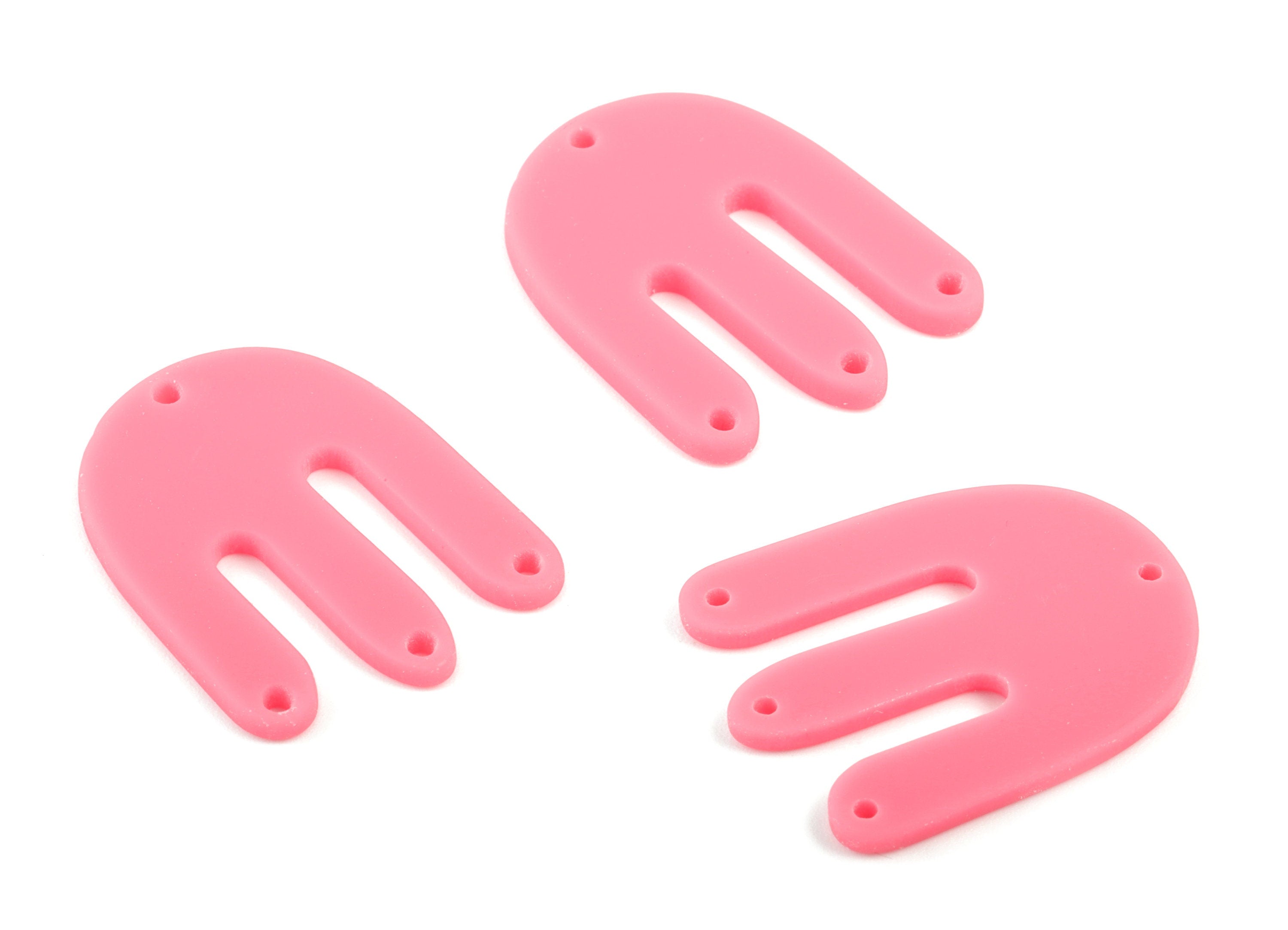 Acrylic D Earring Connector - Pink M Earring Charms - 4 Holes - Jewelry Supplies - Color Code:A484 - 29.8x22.93x1.95mm - AC2032-A484 - DOMEDBAZAAR