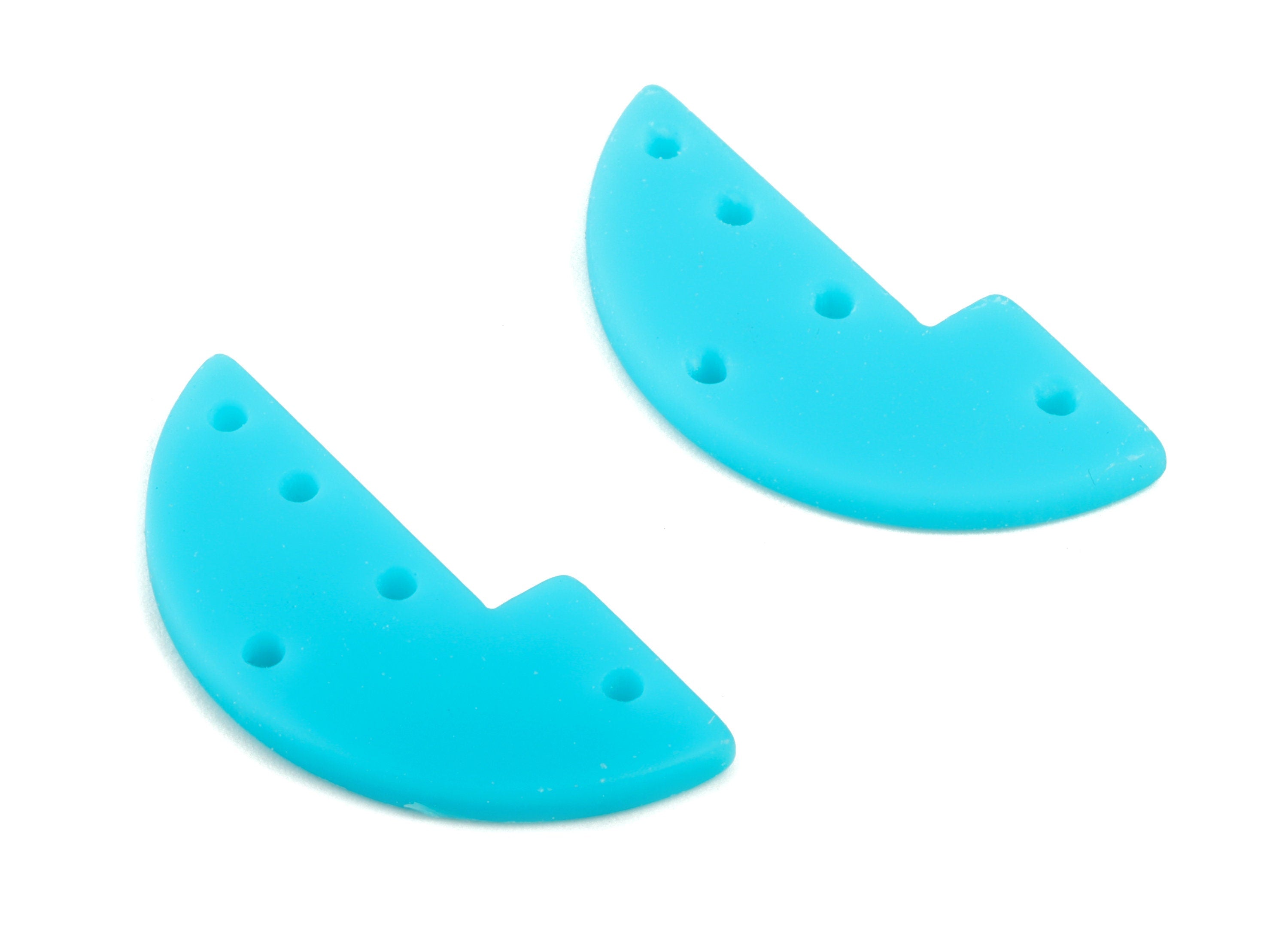 Acrylic Half Moon Earring Connector - Blue Semi Circle Earring Charms - 5 Holes - Color Code:A497 - 29.54x13.22x2.43mm - AC2036-A497 - DOMEDBAZAAR