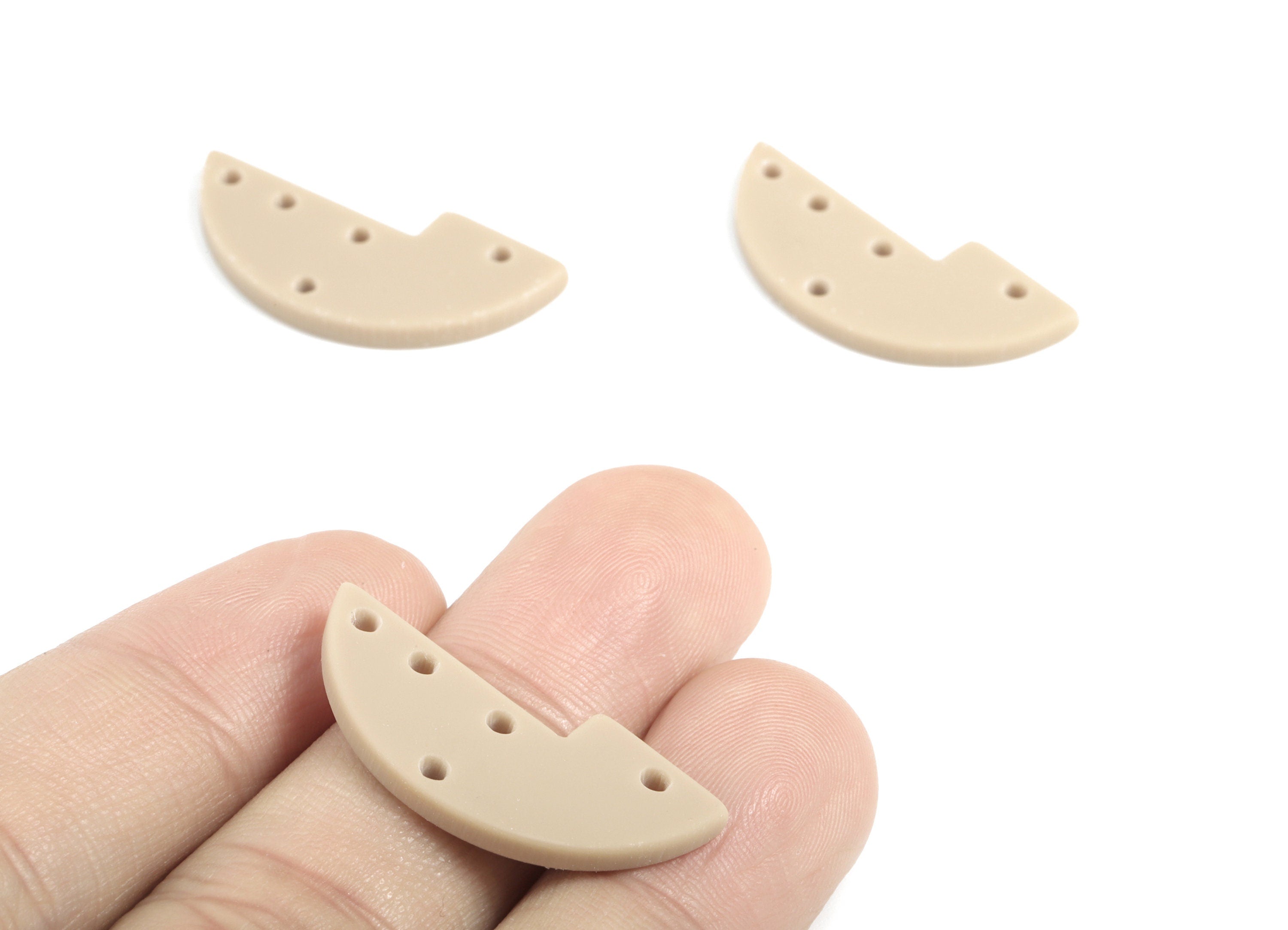 Acrylic Half Moon Earring Connector - Brown Semi Circle Earring Charms - 5 Holes - Color Code:A498 - 29.54x13.22x2.43mm - AC2036-A498 - DOMEDBAZAAR