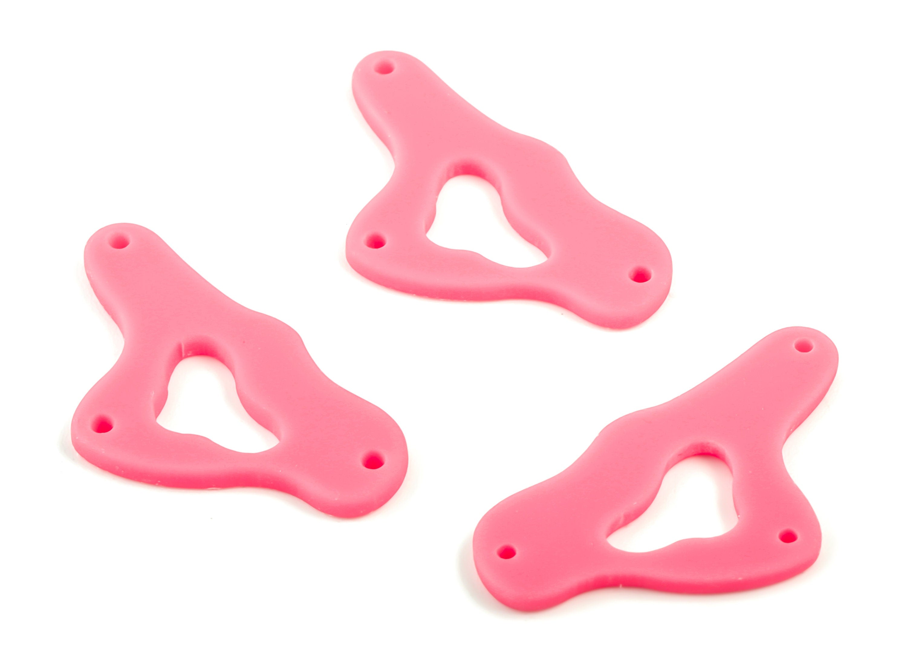 Acrylic Cloud Earring Connector - Pink Cloud Earring Charms - 3 Holes - Color Code:A484 - 33.15x18.19x2.11mm - AC2025-A484 - DOMEDBAZAAR