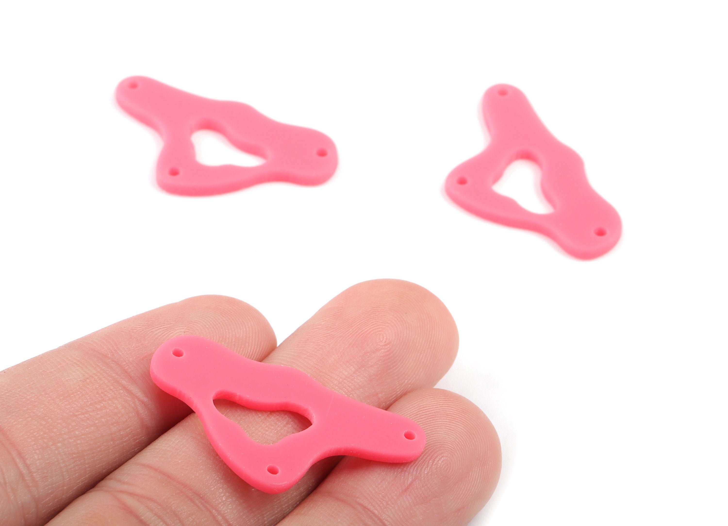 Acrylic Cloud Earring Connector - Pink Cloud Earring Charms - 3 Holes - Color Code:A484 - 33.15x18.19x2.11mm - AC2025-A484 - DOMEDBAZAAR