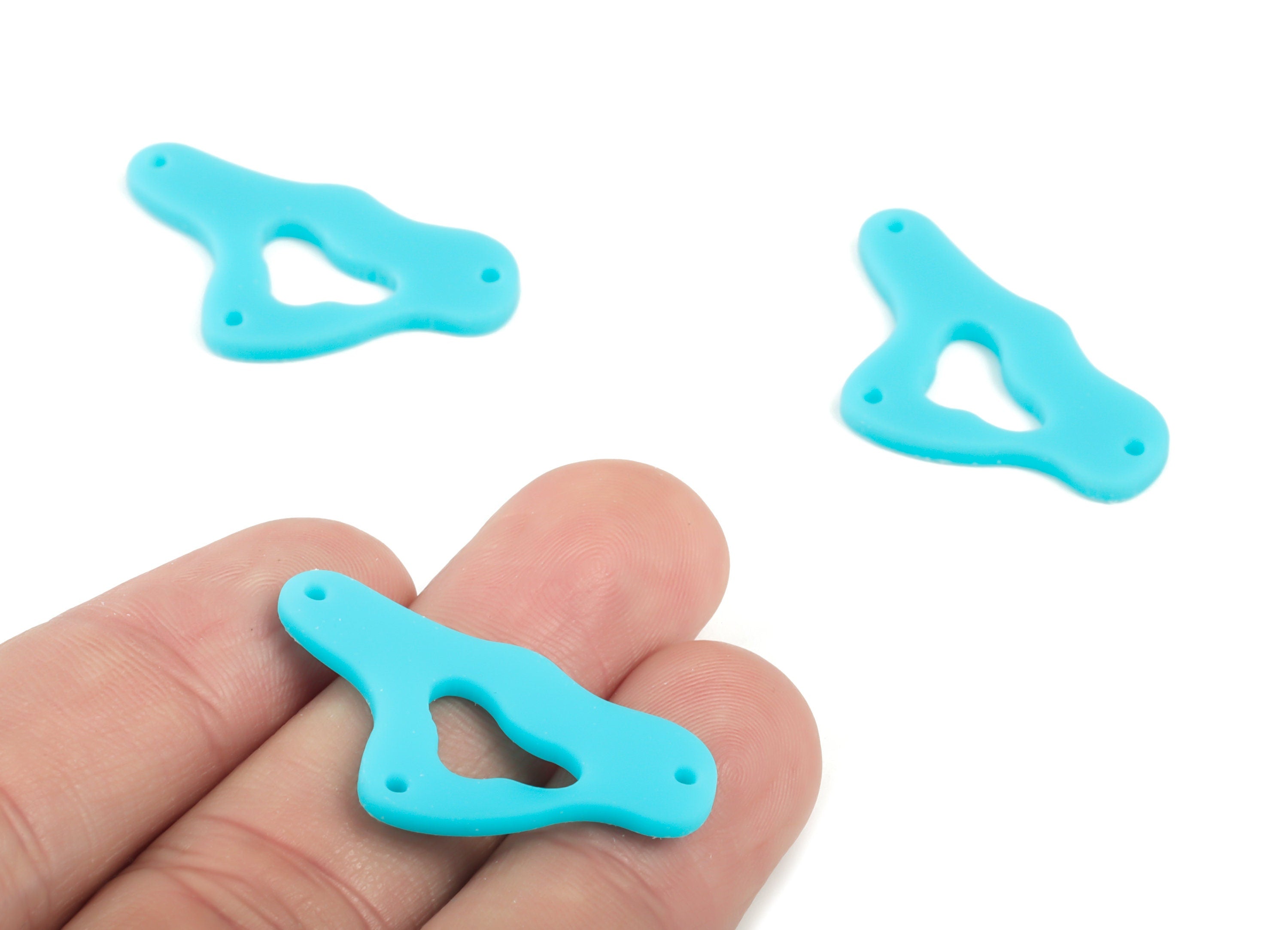 Acrylic Cloud Earring Connector - Blue Cloud Earring Charms - 3 Holes - Color Code:A497 - 33.15x18.19x2.11mm - AC2025-A497 - DOMEDBAZAAR