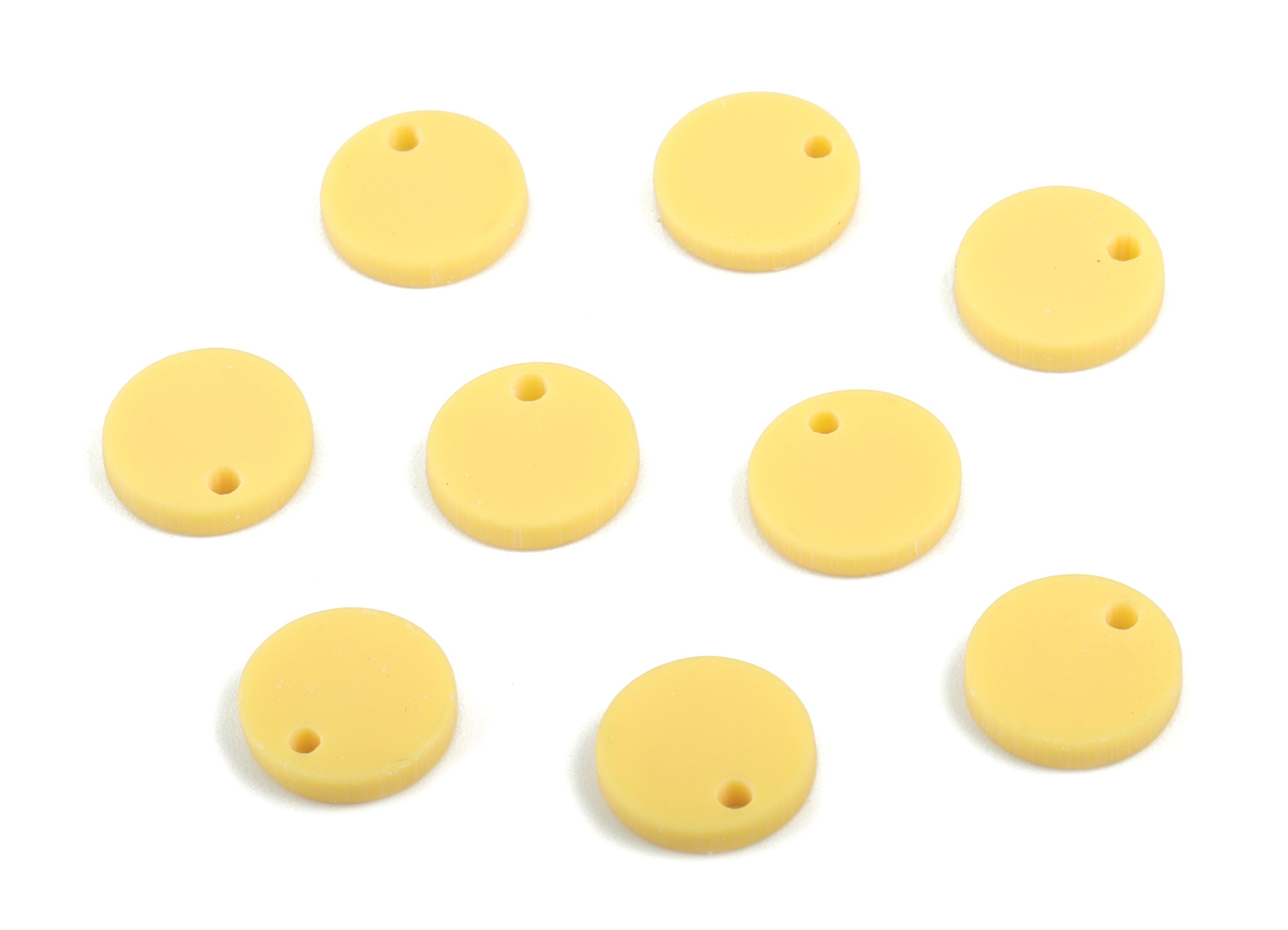 Acrylic Mini Round Earring Charms - Yellow Mini Circle Pendant - Jewelry Supplies - Color Code:A474 - 10.85x10.85x2.11mm - AC2031-A474 - DOMEDBAZAAR