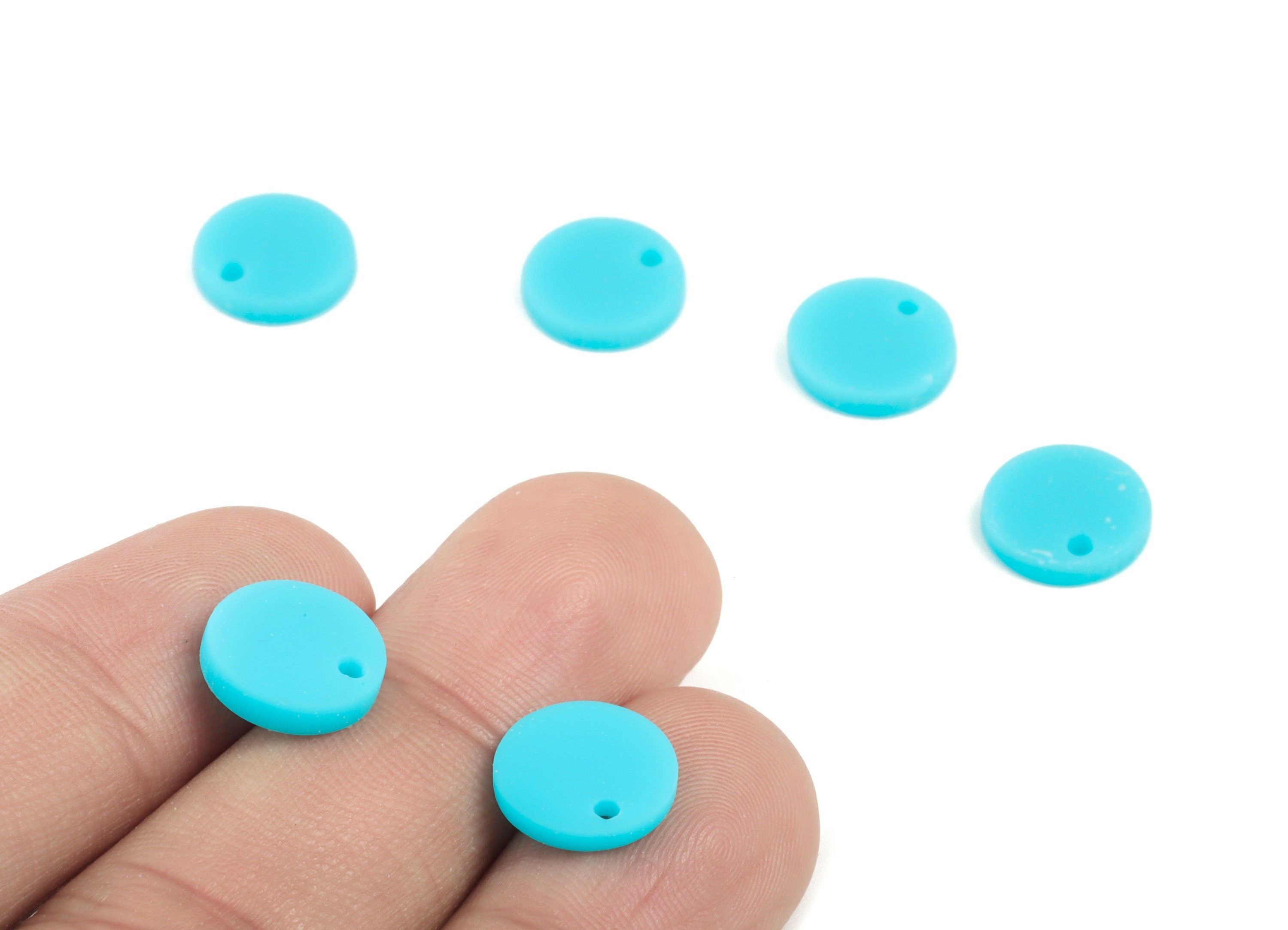 Acrylic Mini Round Earring Charms - Blue Mini Circle Pendant - Jewelry Supplies - Color Code:A497 - 10.85x10.85x2.11mm - AC2031-A497 - DOMEDBAZAAR