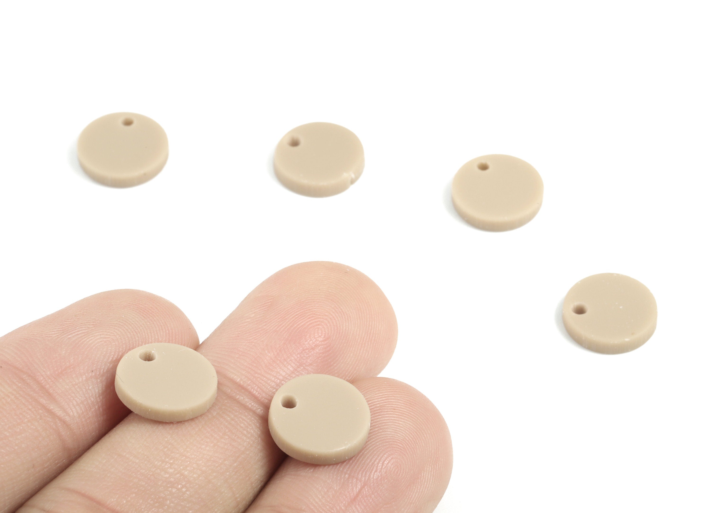 Acrylic Mini Round Earring Charms - Brown Mini Circle Pendant - Jewelry Supplies - Color Code:A498 - 10.85x10.85x2.11mm - AC2031-A498 - DOMEDBAZAAR
