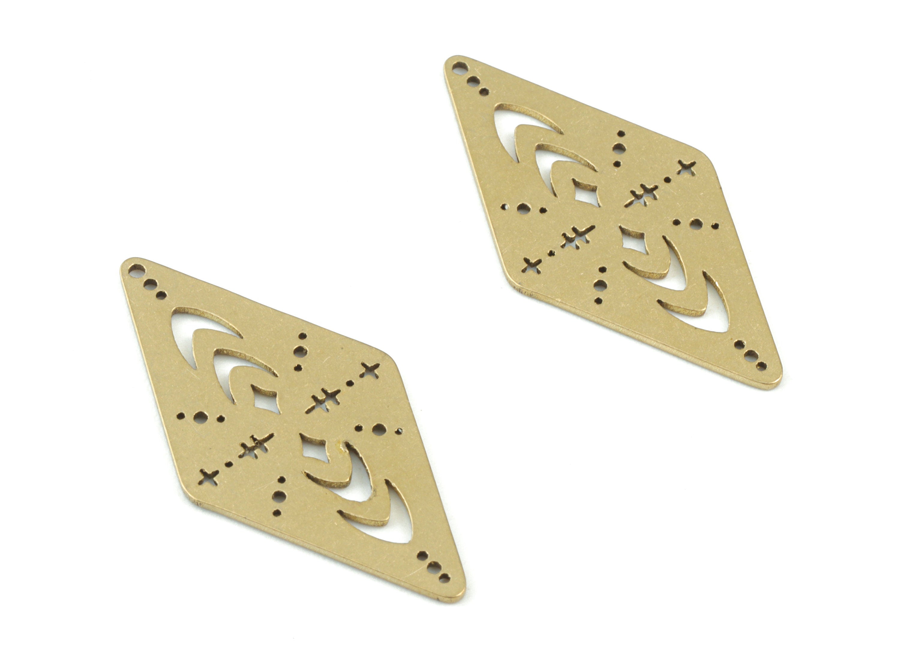 Rhombus Abstract Face Pendant - Raw Brass Rhombus Earring Charms - Jewelry Making Supplies - 30x15x0.7mm - PPM3583 - DOMEDBAZAAR