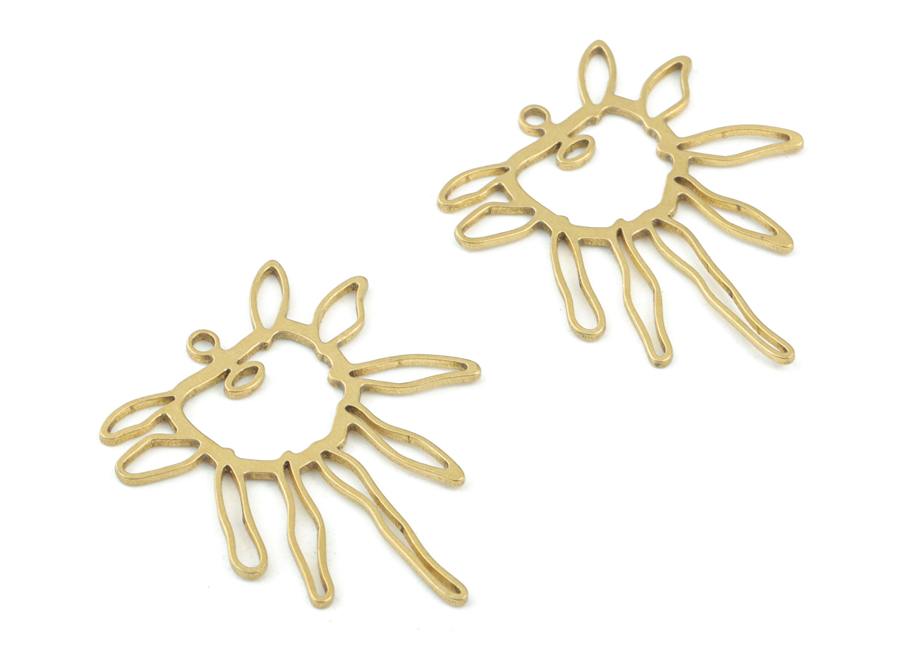 Melting Flower Earring Connector - Raw Brass Flower Charms - Melting Sun Charm -Jewelry Making Supplies - 31x23x1mm - PPM3697 - DOMEDBAZAAR