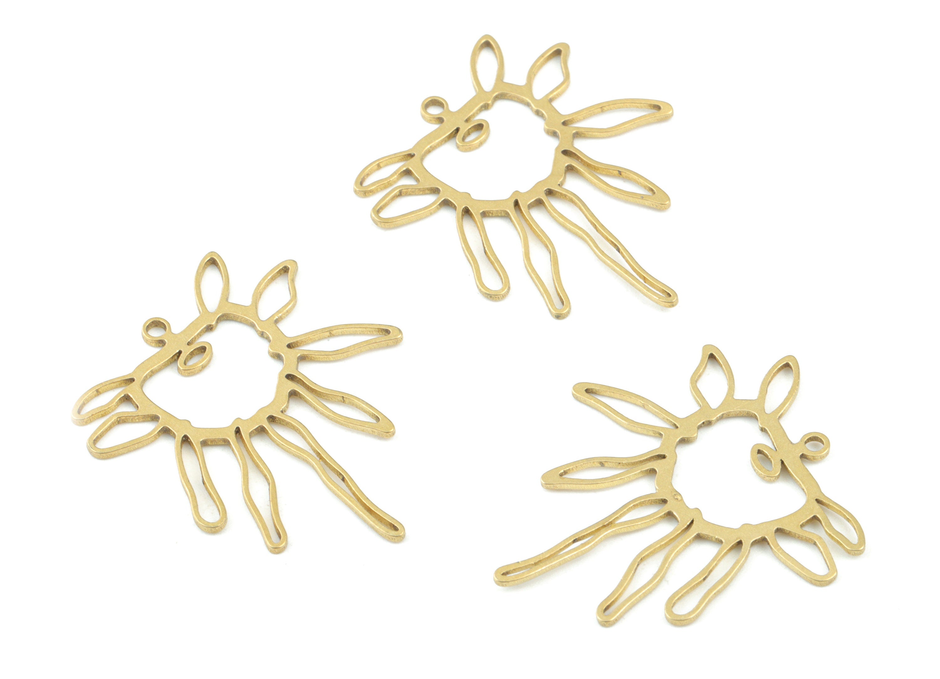 Melting Flower Earring Connector - Raw Brass Flower Charms - Melting Sun Charm -Jewelry Making Supplies - 31x23x1mm - PPM3697 - DOMEDBAZAAR