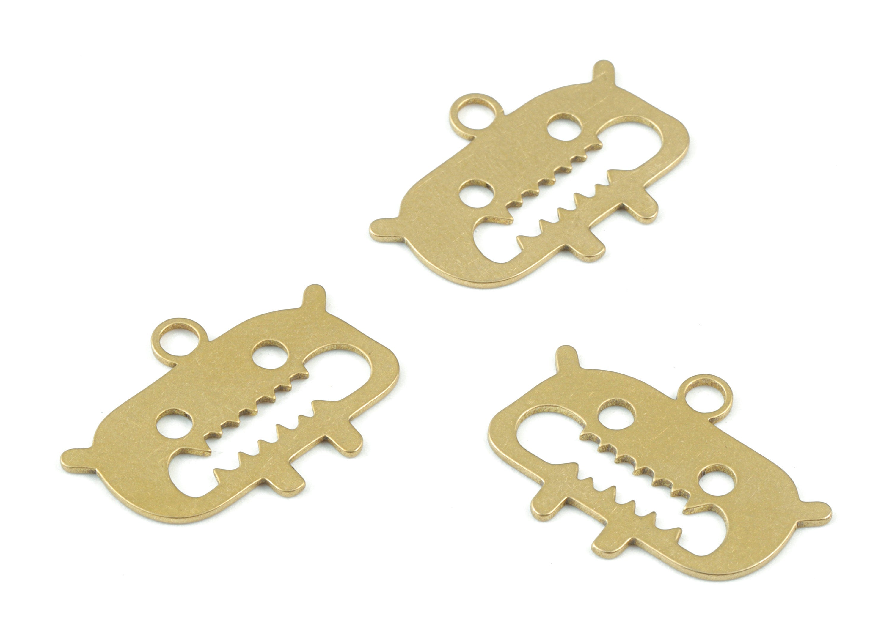 Big Mouth Pendant - Raw Brass Big Mouth Earring Charms -  Jewelry Making Supplies - 21x15x0.7mm - PPM3690 - DOMEDBAZAAR
