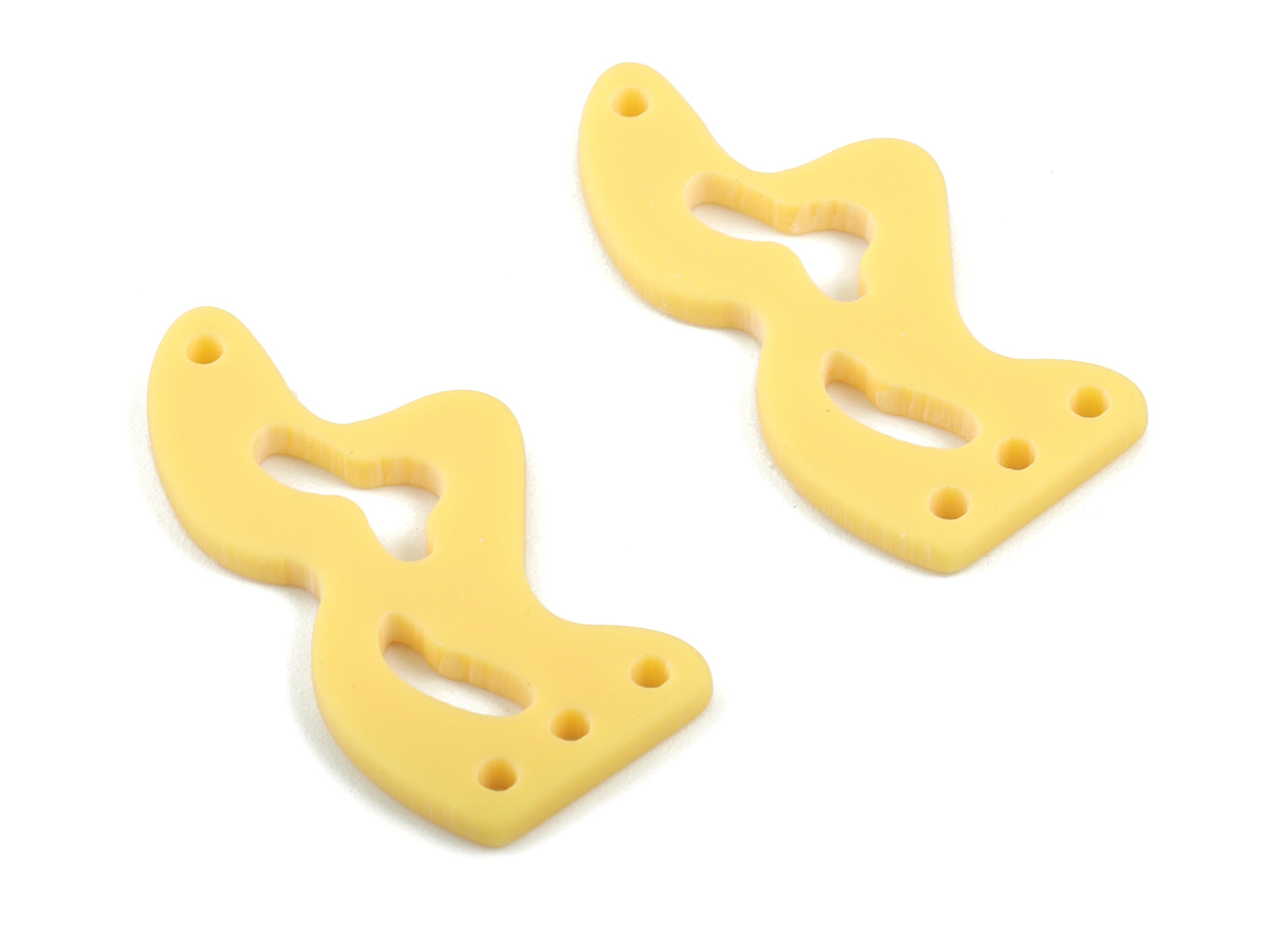 Acrylic Waves Earring Connector - Yellow Waves Earring Charms - 2 Holes - Jewelry Supplies - Color Code:A474 - 30.45x14.64x2mm - AC2034-A474 - DOMEDBAZAAR