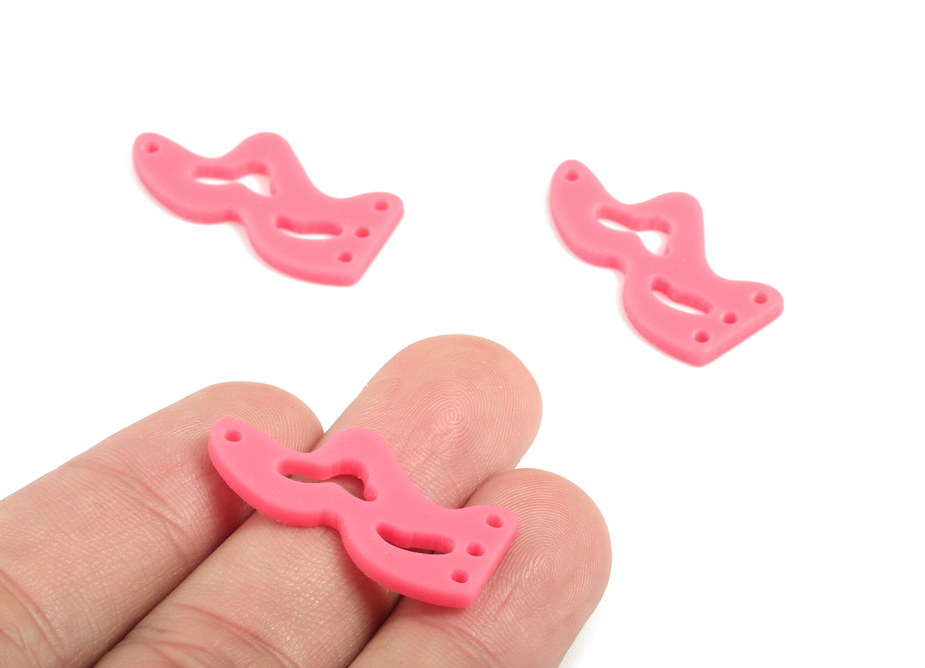 Acrylic Waves Earring Connector - Pink Waves Earring Charms - 2 Holes - Jewelry Supplies - Color Code:A484 - 30.45x14.64x2mm - AC2034-A484 - DOMEDBAZAAR