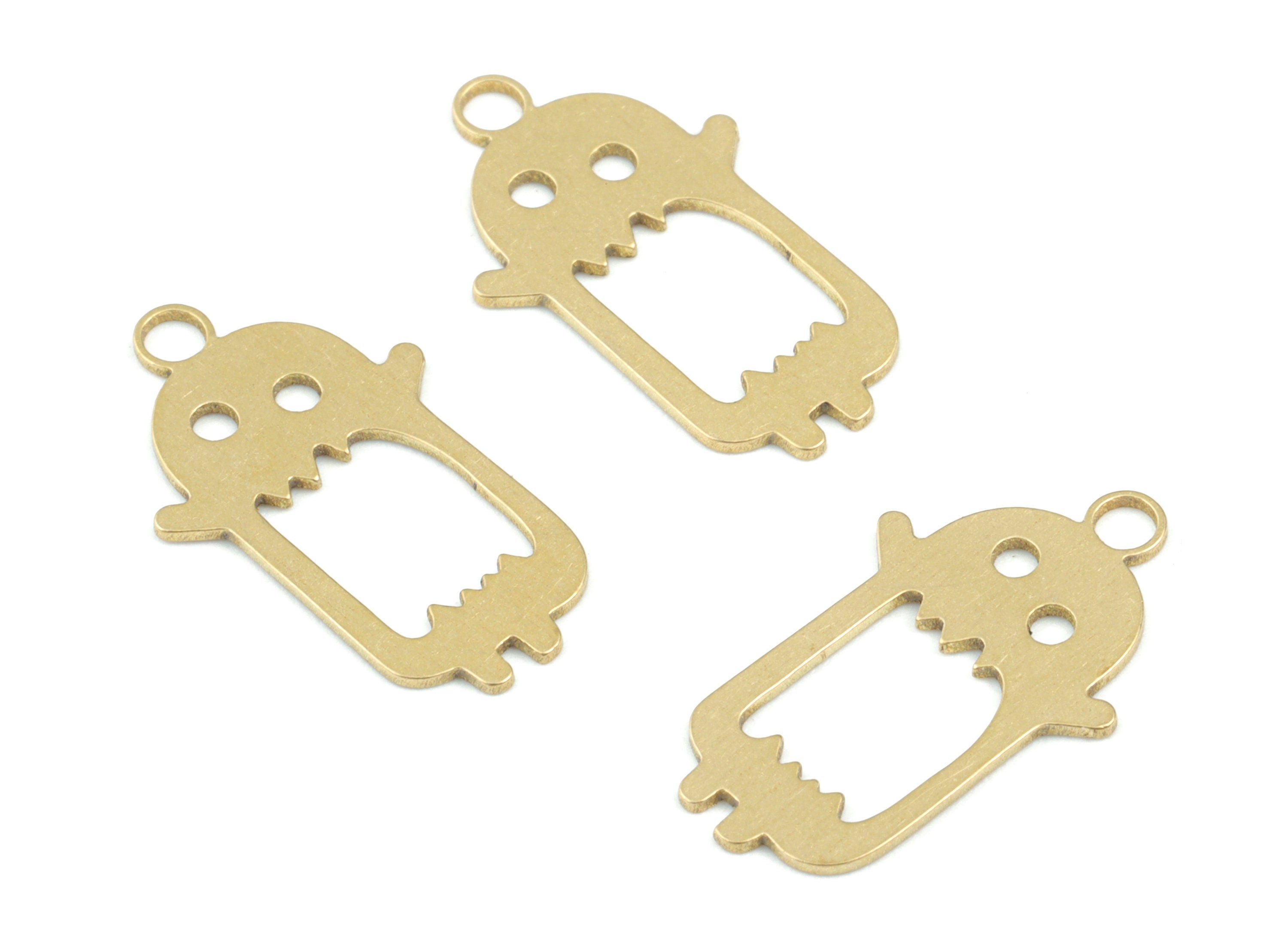 Mini Alien Earring Charms - Raw Brass Big Mouth Alien Charm - Big Mouth Pendant -  Jewelry Making Supplies - 20x11x0.6mm - PPM3679 - DOMEDBAZAAR