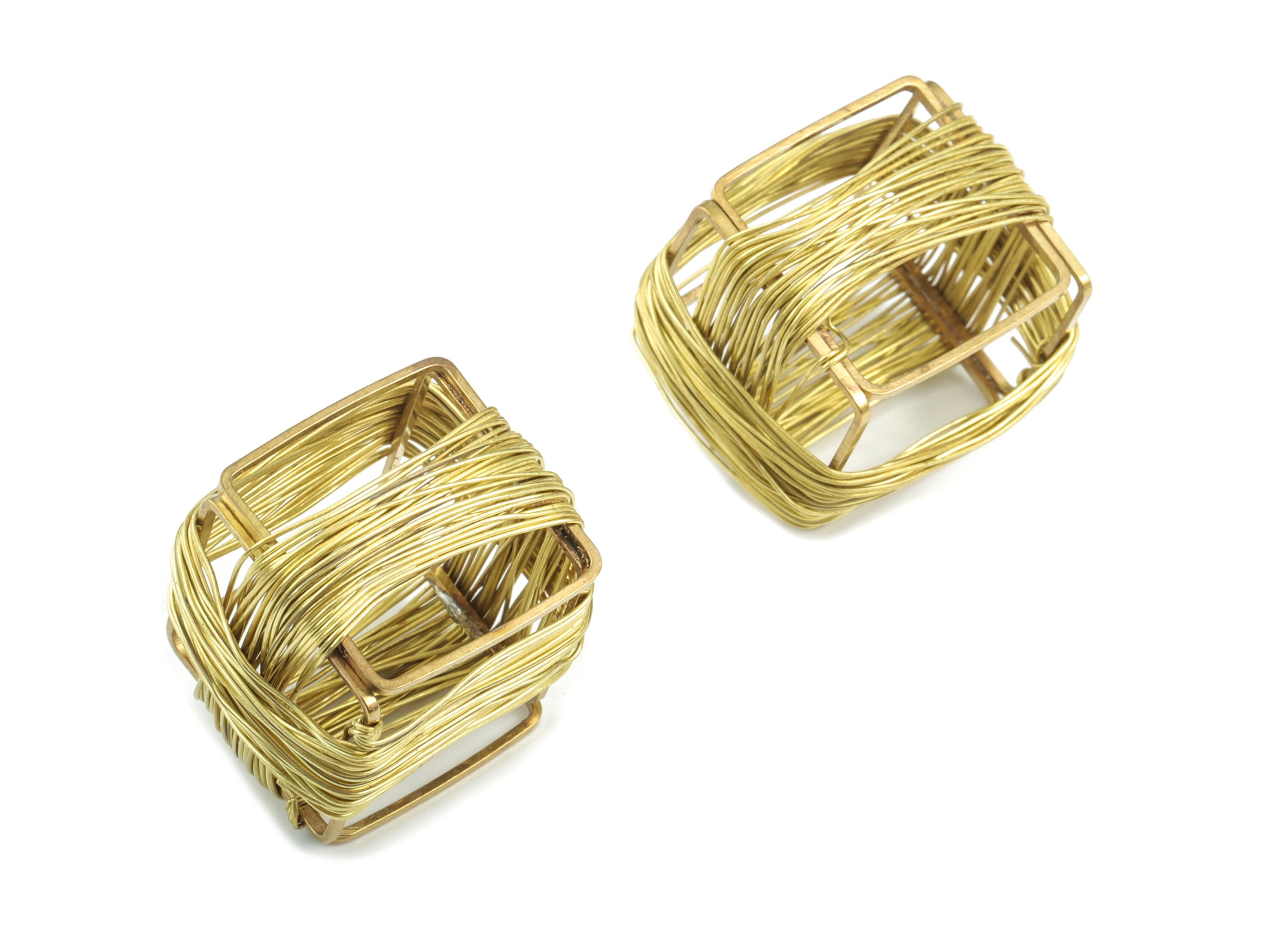 Raw Brass Cube Wires Charm - Cube Brass Wire Earring Charms - Earring Findings - Jewelry Supplies - 26.59x26.59x26.59mm - PP3601 - DOMEDBAZAAR