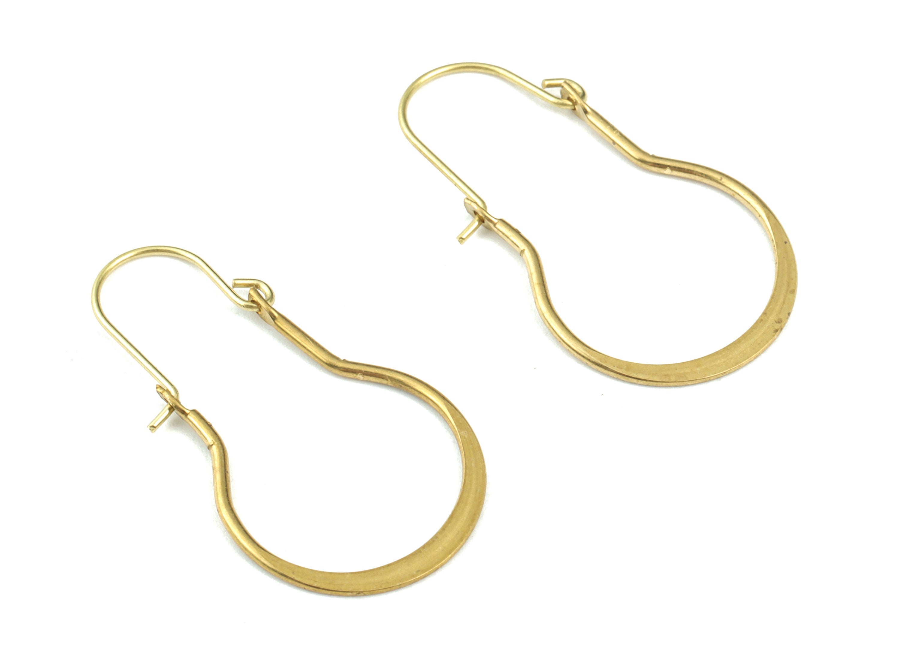 Brass Hammered Earring Wire - Raw Brass Earring Wires - Brass Earring Findings - Jewelry Supplies - 34.98x19.75x1.22mm - PP3603 - DOMEDBAZAAR
