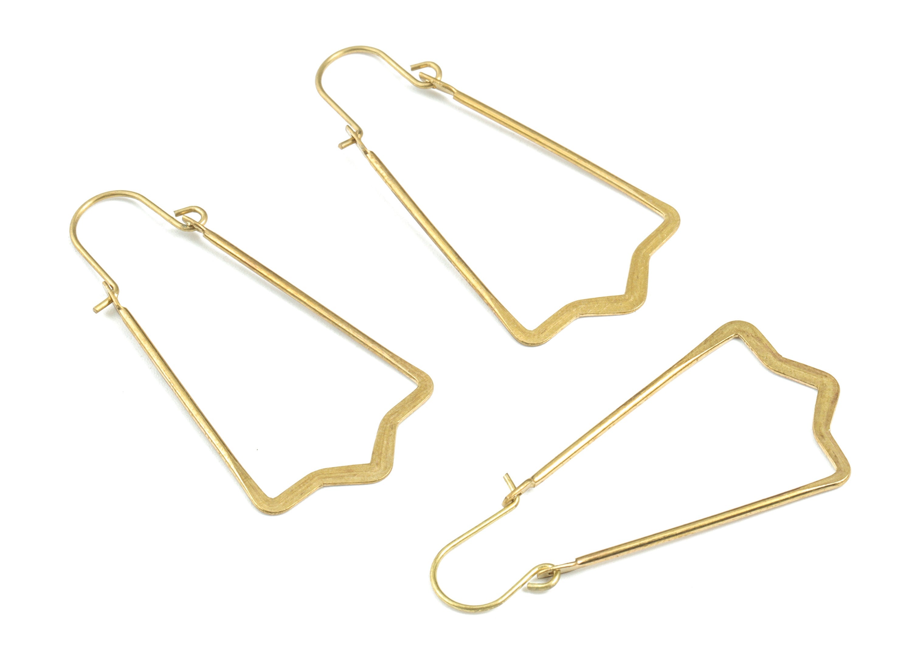 Brass Hammered Earring Wire - Raw Brass Earring Wires - Brass Earring Findings - Jewelry Supplies - 47.38x23.3x1.12mm - PP3602 - DOMEDBAZAAR