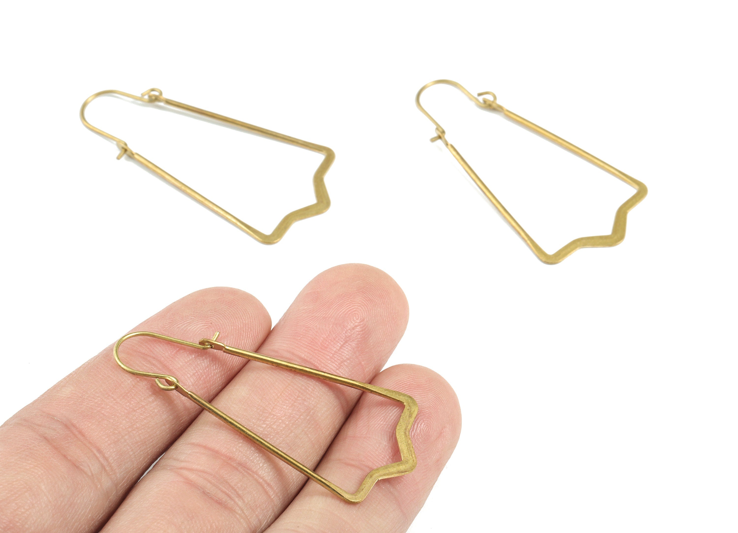 Brass Hammered Earring Wire - Raw Brass Earring Wires - Brass Earring Findings - Jewelry Supplies - 47.38x23.3x1.12mm - PP3602 - DOMEDBAZAAR
