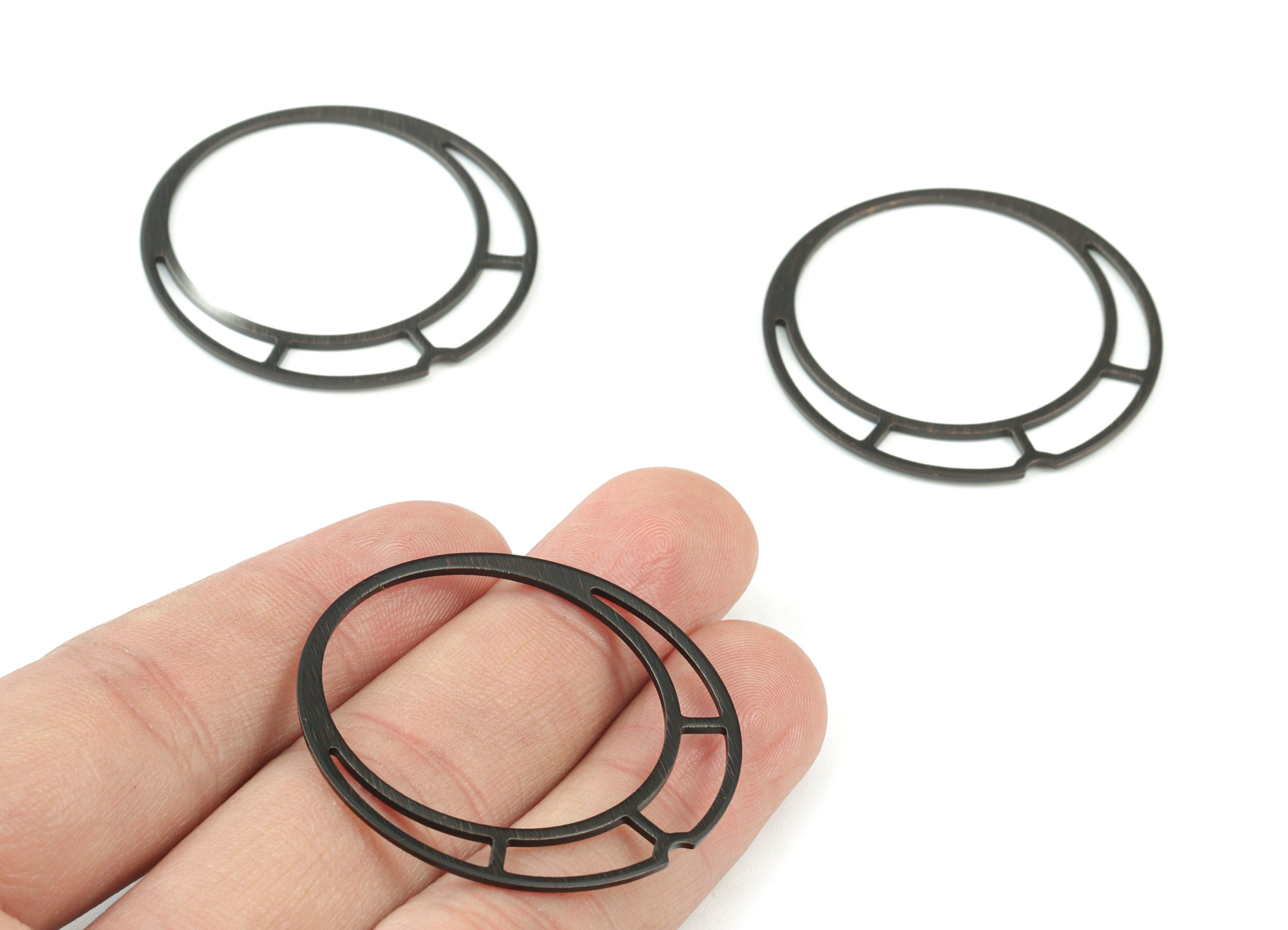 Brass Black Circle Earring Charms - Brass Black Hoop Pendant - Earring Findings - Jewelry Supplies - 38.69x38.62x1.01mm - PP2066B - DOMEDBAZAAR