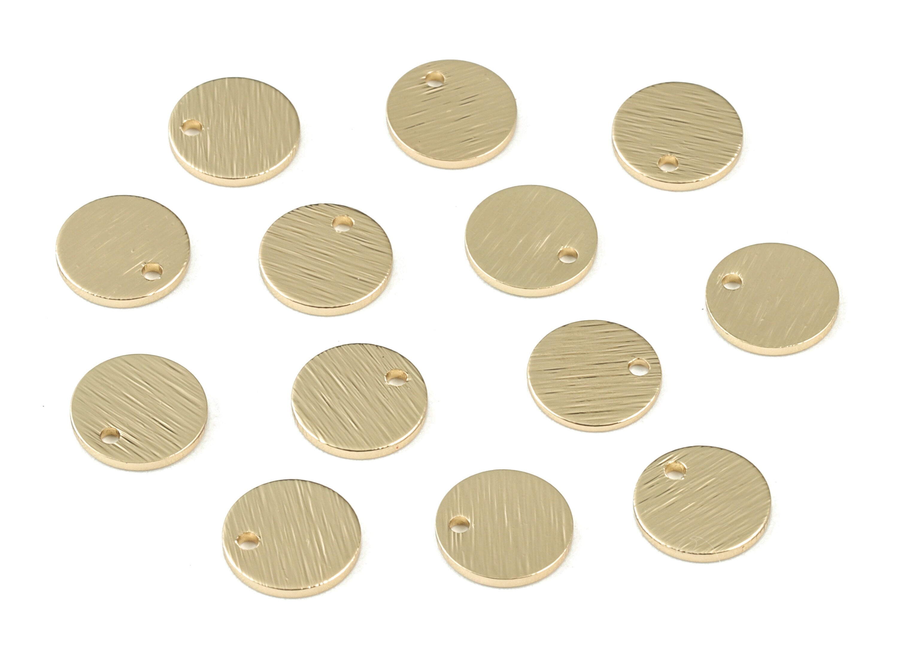 Gold Mini Circle Charms - Light KC Gold Tone Plated Brass Mini Round Earring Charms - Jewelry Supplies - 8.12x8.12x0.98mm - PP3559KCG - DOMEDBAZAAR