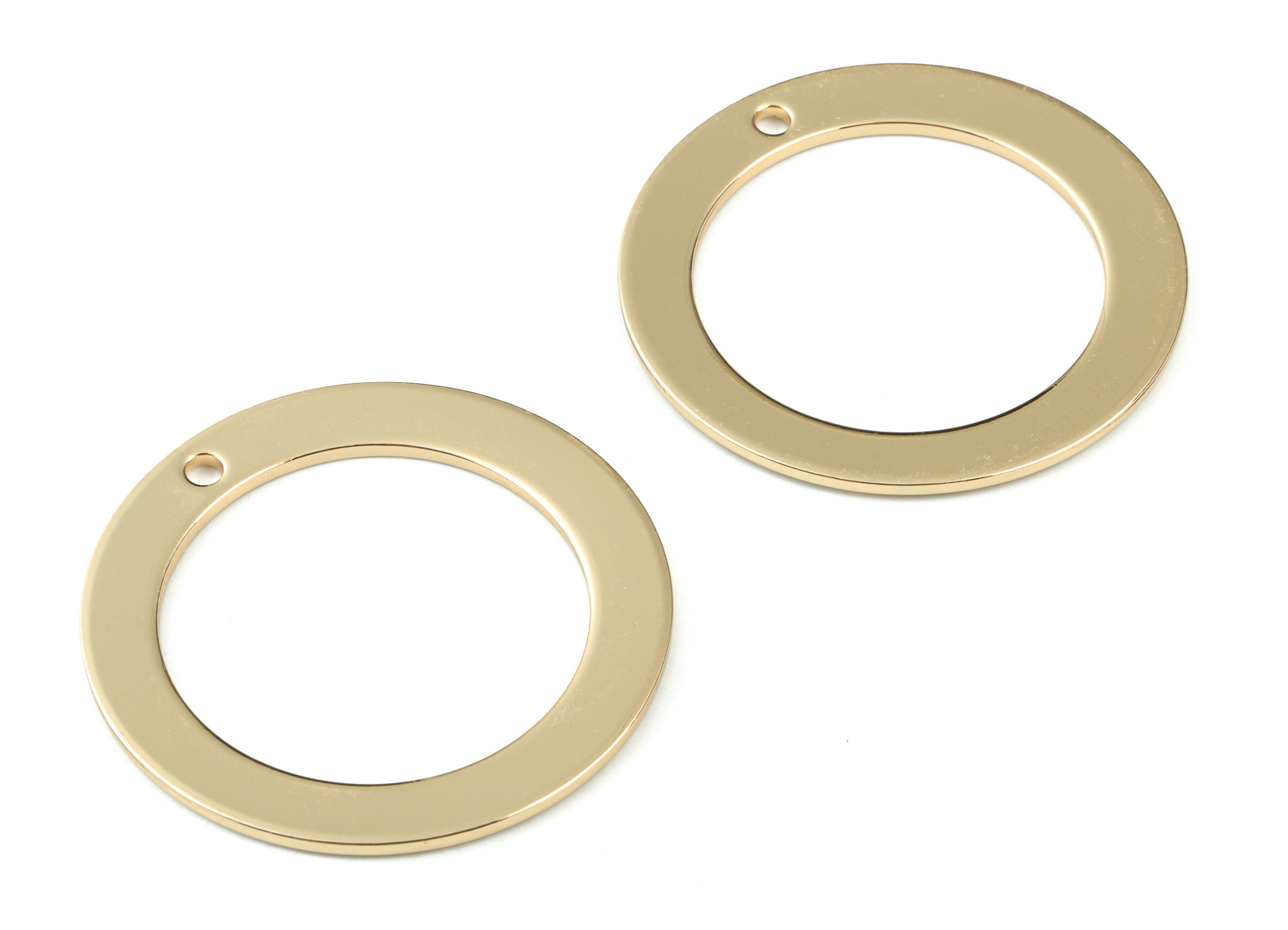 Gold Hoop Earring Charms - Light KC Gold Tone Plated Brass Circle Charms - Jewelry Making Supplies - 45.33x45.33x1.57mm - PP3016KCG - DOMEDBAZAAR
